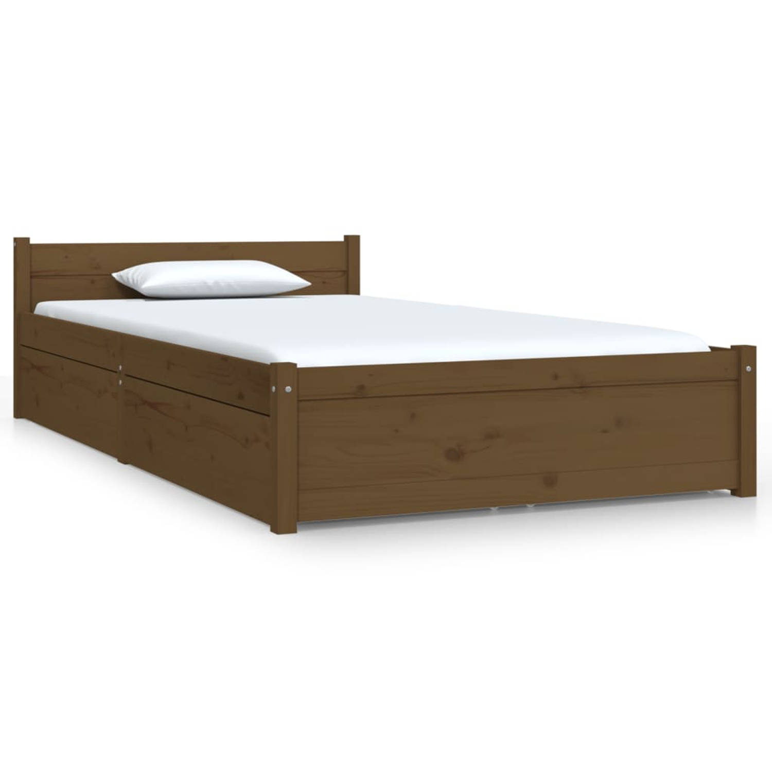 The Living Store Bedframe met lades honingbruin 90x200 cm - Bedframe - Bedframes - Eenpersoonsbed - Bed - Bedombouw - Ledikant - Pallet Bedframe - Ledikant - Eenpersoonsbedden - Be
