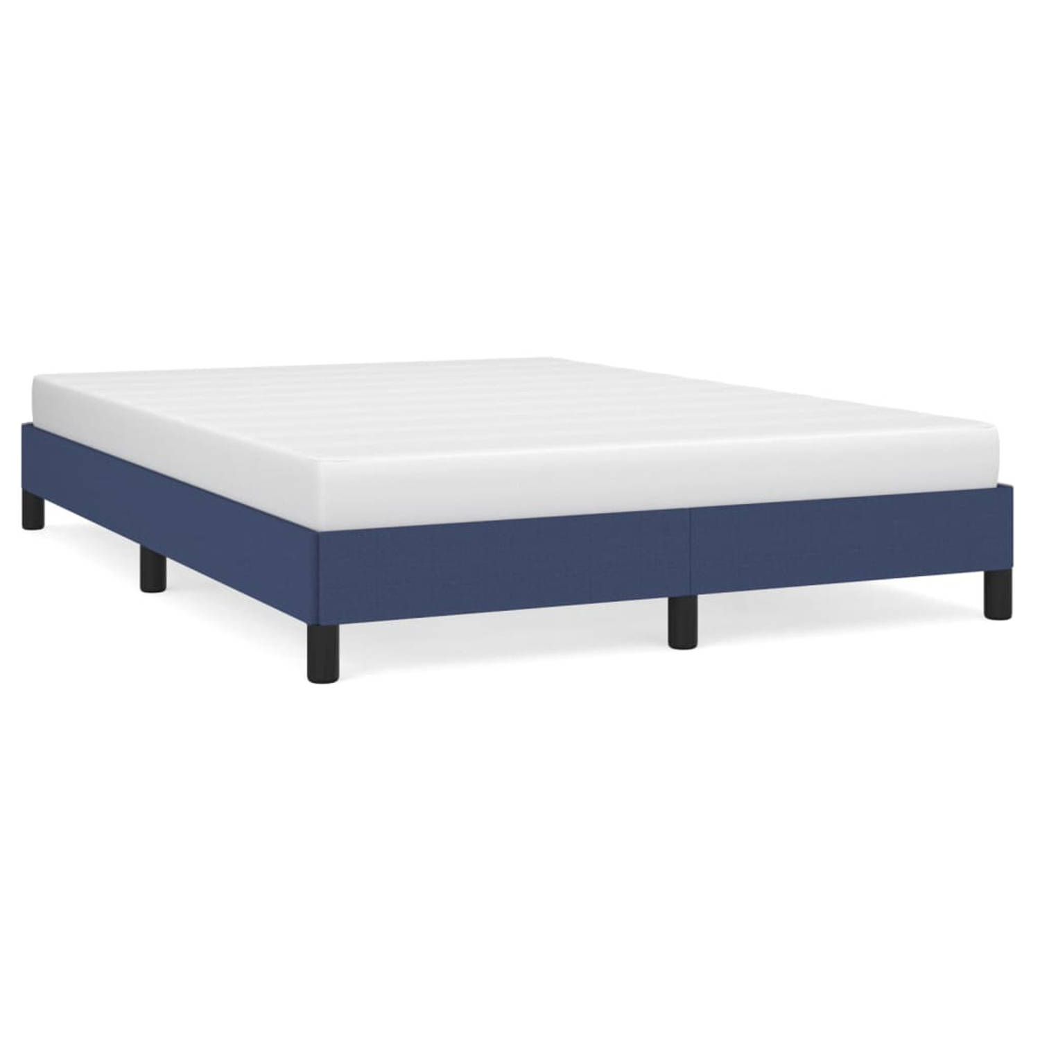 The Living Store Bedframe stof blauw 140x190 cm - Bedframe - Bedframe - Bed - Slaapmeubel - Ledikant - Bedbodem - Tweepersoonsbed - Bedden - Slaapmeubels - Slaapmeubelen - Ledikant