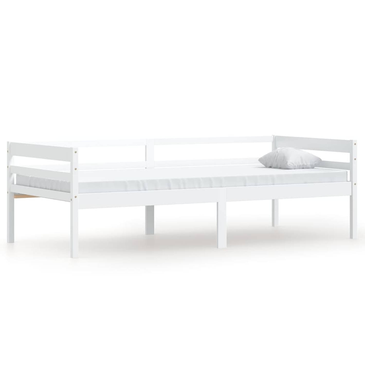 The Living Store Bedframe massief grenenhout wit 90x200 cm - Bedframe - Bedframe - Bed Frame - Bed Frames - Bed - Bedden - 1-persoonsbed - 1-persoonsbedden - Eenpersoons Bed