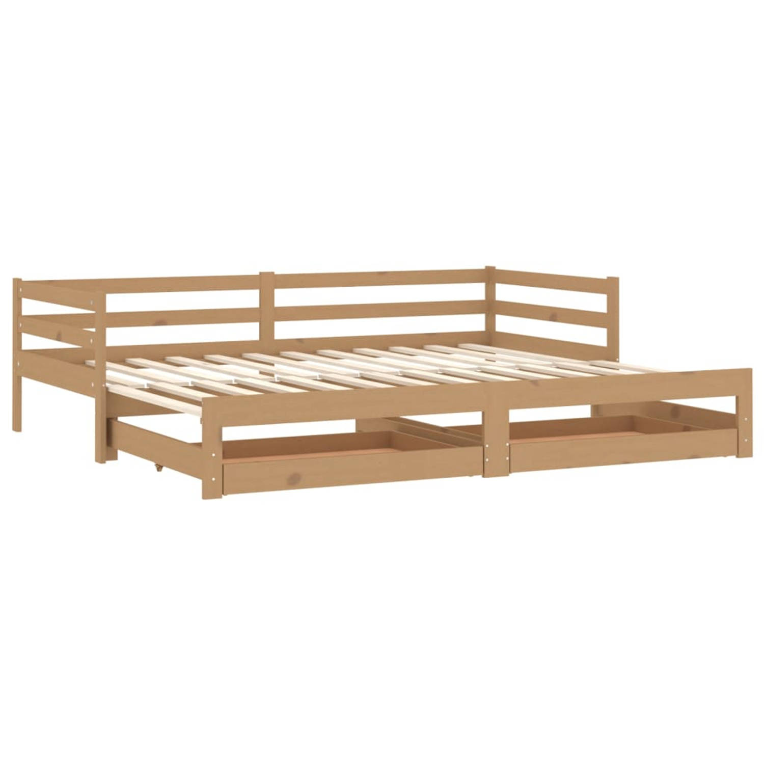 The Living Store Slaapbank uitschuifbaar grenenhout honingbruin 2x(90x200) cm - Bedbank - Bedbanken - Bed Bank - Bed Banken - Slaapbank - Slaapbanken - Slaap Bank - Slaap Banken -