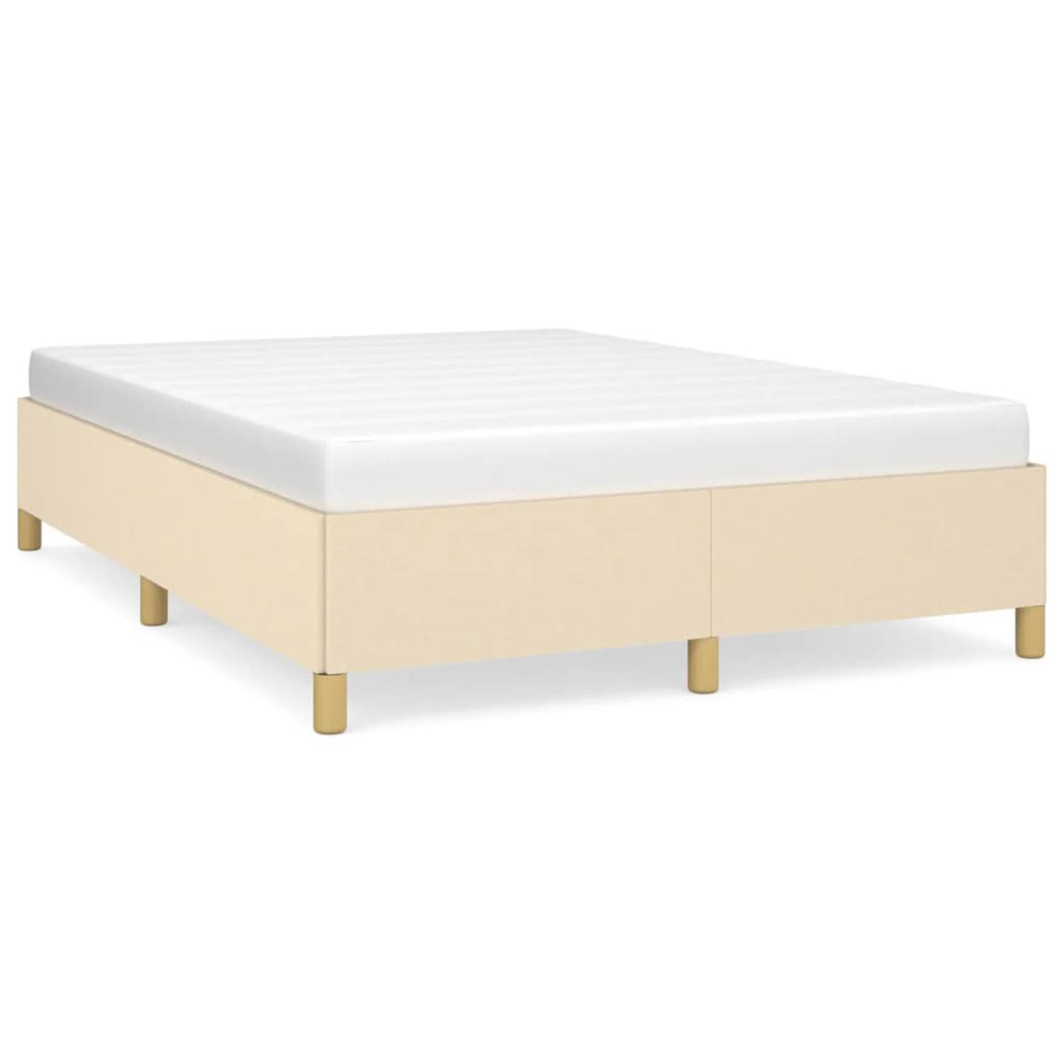 The Living Store Bedframe stof crèmekleurig 140x190 cm - Bedframe - Bedframe - Bed - Slaapmeubel - Ledikant - Bedbodem - Tweepersoonsbed - Bedden - Slaapmeubels - Slaapmeubelen - L