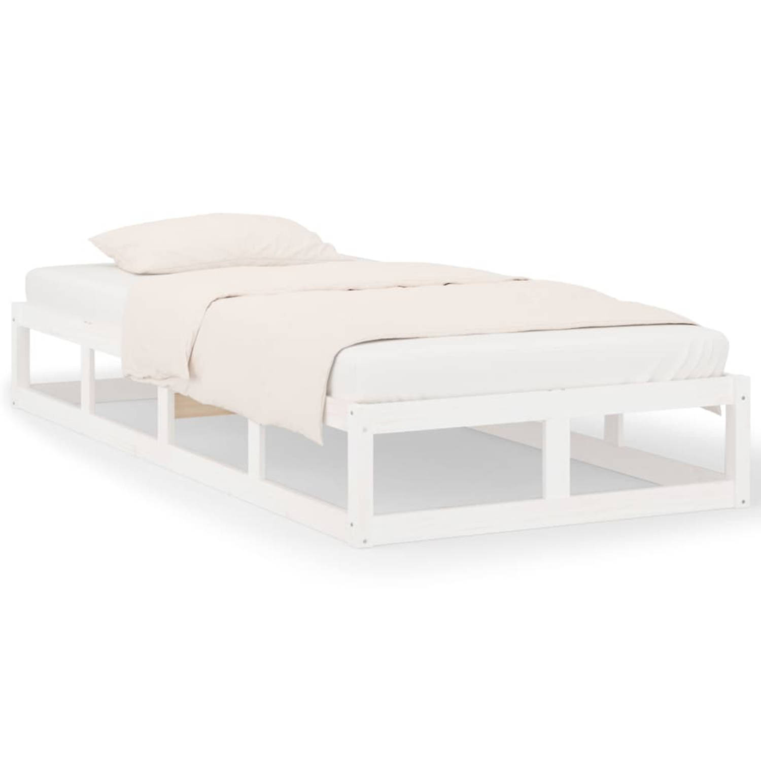 The Living Store Bedframe massief hout wit 90x200 cm - Bedframe - Bedframes - Bed - Bedbodem - Ledikant - Bed Frame - Massief Houten Bedframe - Slaapmeubel - Eenpersoonsbed - Bedde