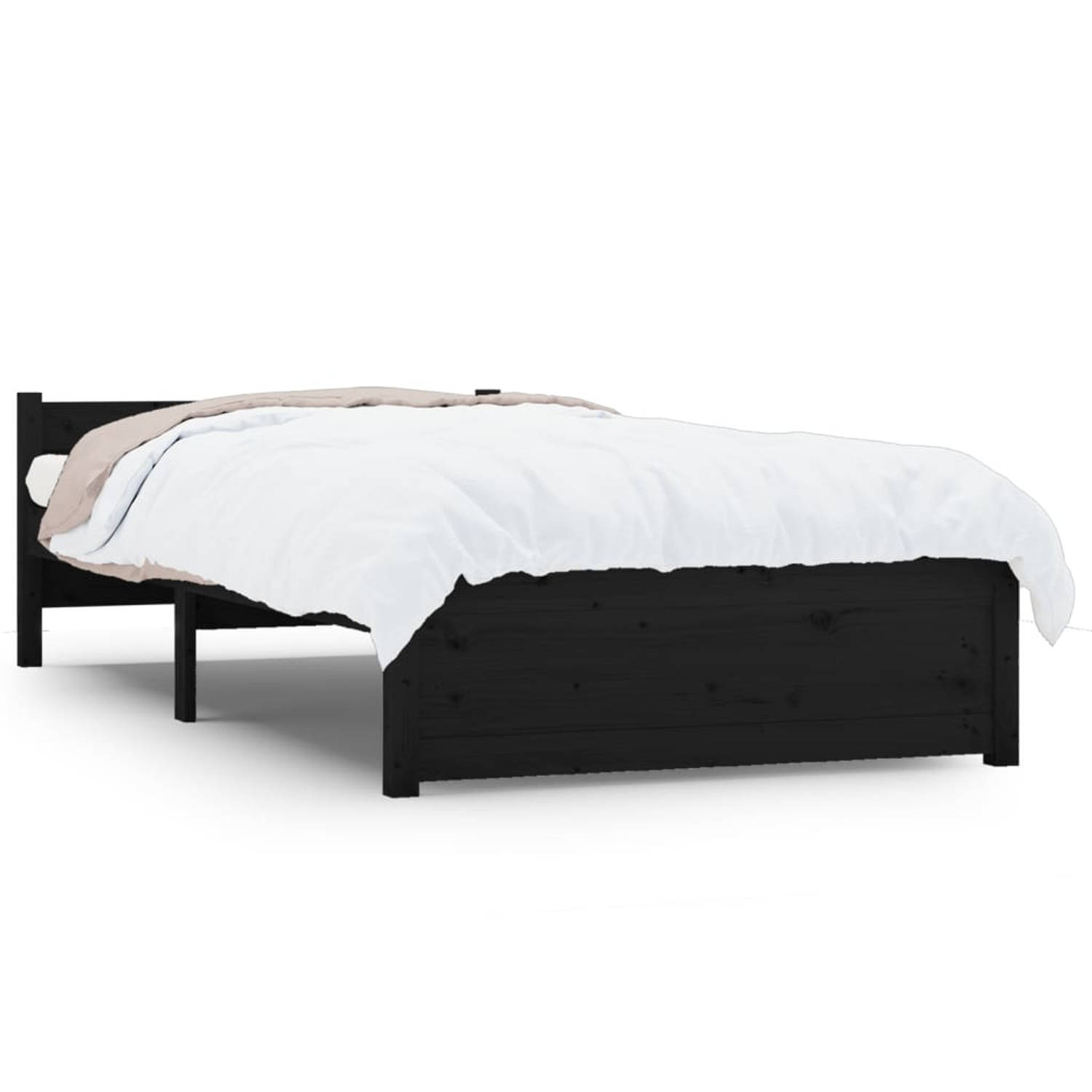 The Living Store Bedframe massief hout zwart 90x190 cm 3FT Single - Bedframe - Bedframes - Bed - Bedbodem - Ledikant - Bed Frame - Massief Houten Bedframe - Slaapmeubel - Eenpersoo