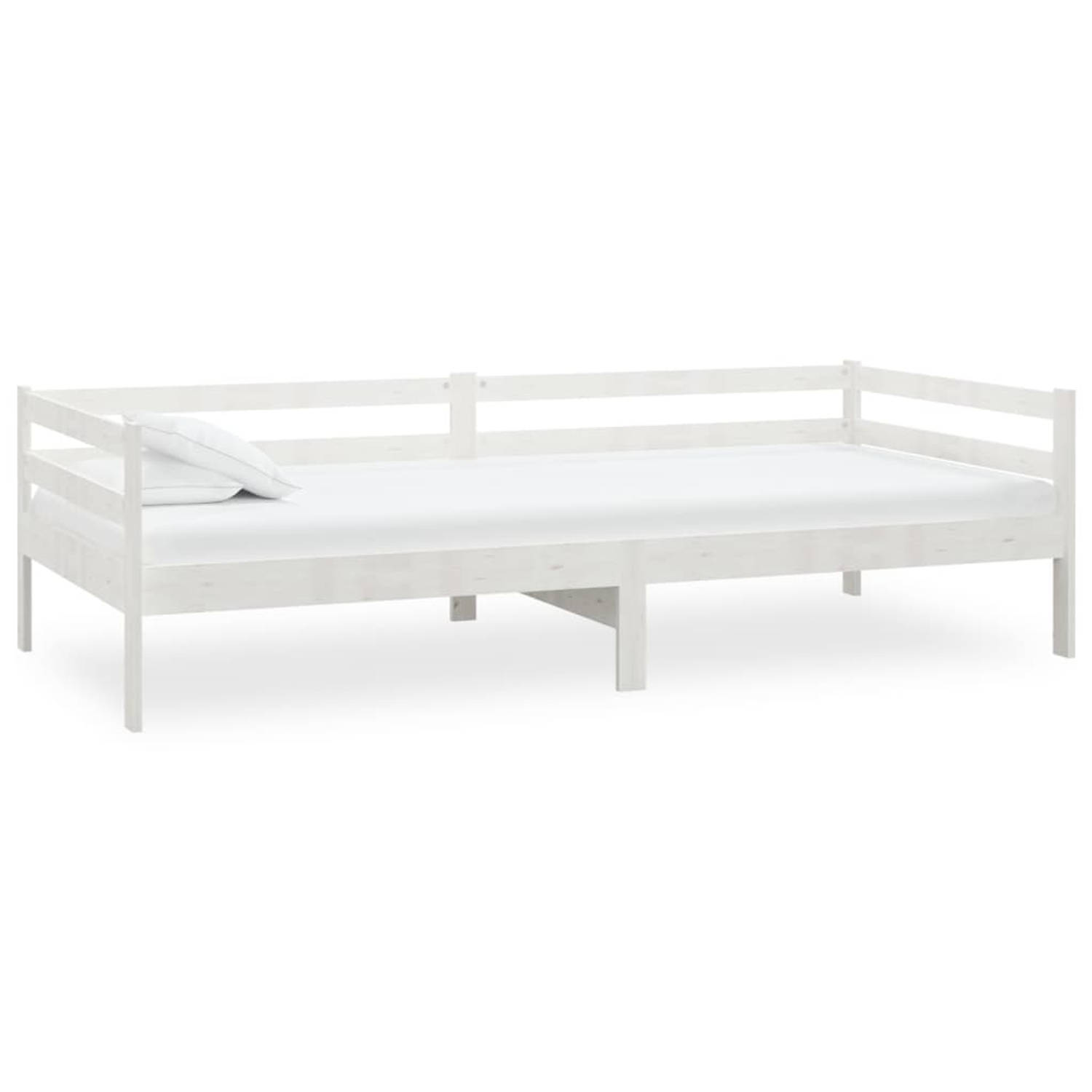 The Living Store Slaapbank massief grenenhout wit 90x200 cm - Bedbank - Bedbanken - Bed Bank - Bed Banken - Slaapbank - Slaapbanken - Slaap Bank - Slaap Banken - Houten Bedbank - H