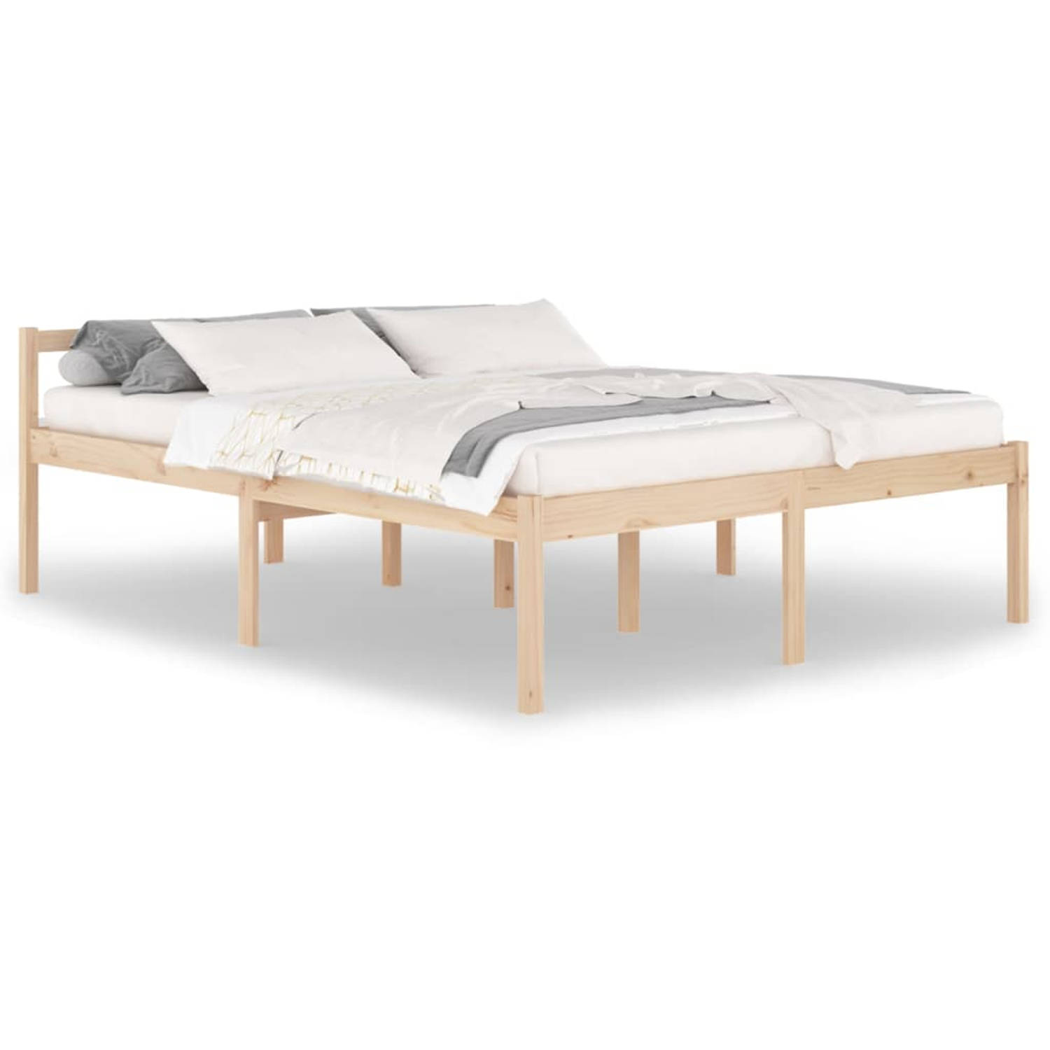 The Living Store Houten Bedframe - Modern - Slaapkamer - 205.5 x 165.5 x 70.5 cm - Massief grenenhout