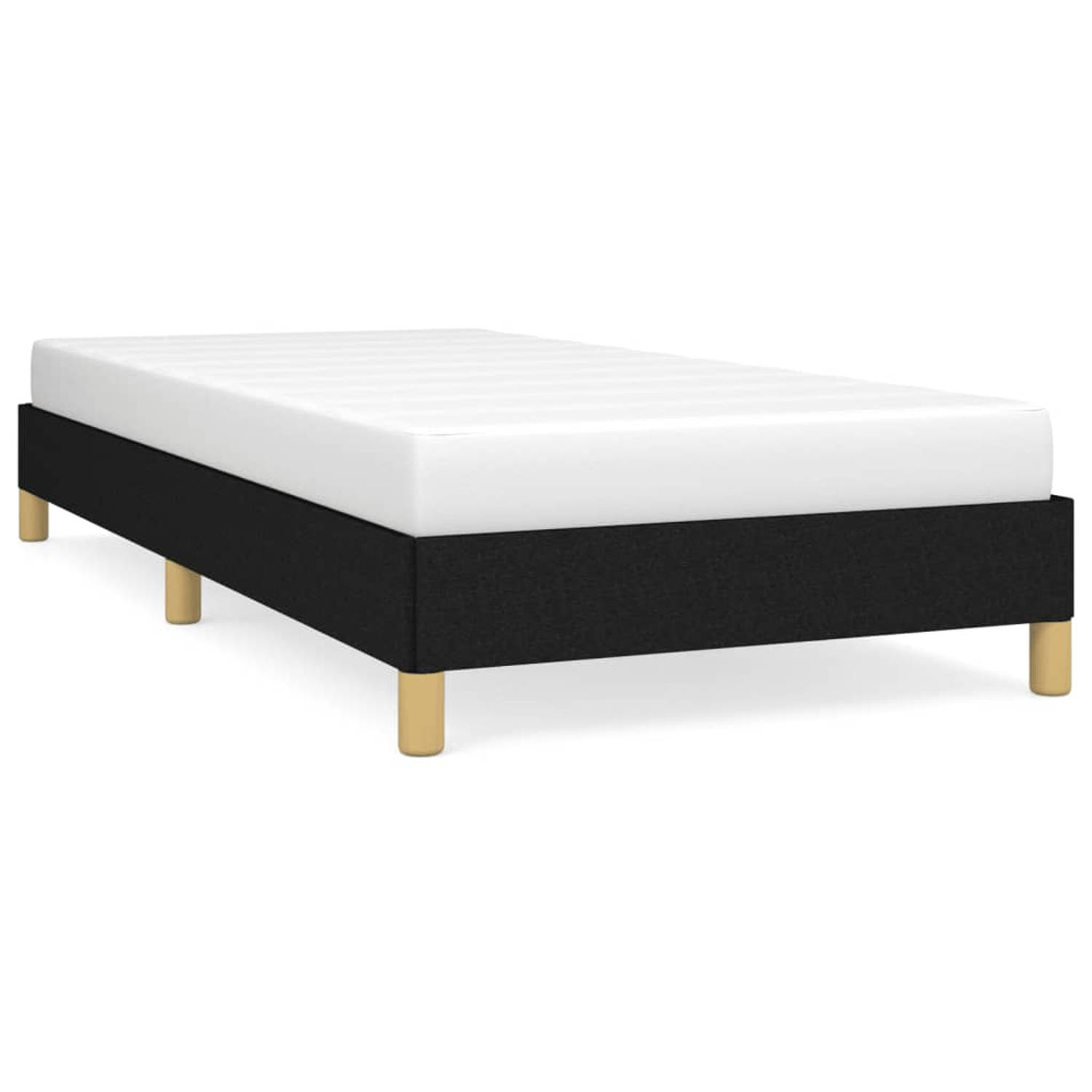 The Living Store Bedframe stof zwart 90x200 cm - Bedframe - Bedframes - Slaapmeubel - Bedbodem - Ledikant - Eenpersoonsbed - Slaapmeubels - Slaapmeubelen - Slaapmeubilair - Bedbode