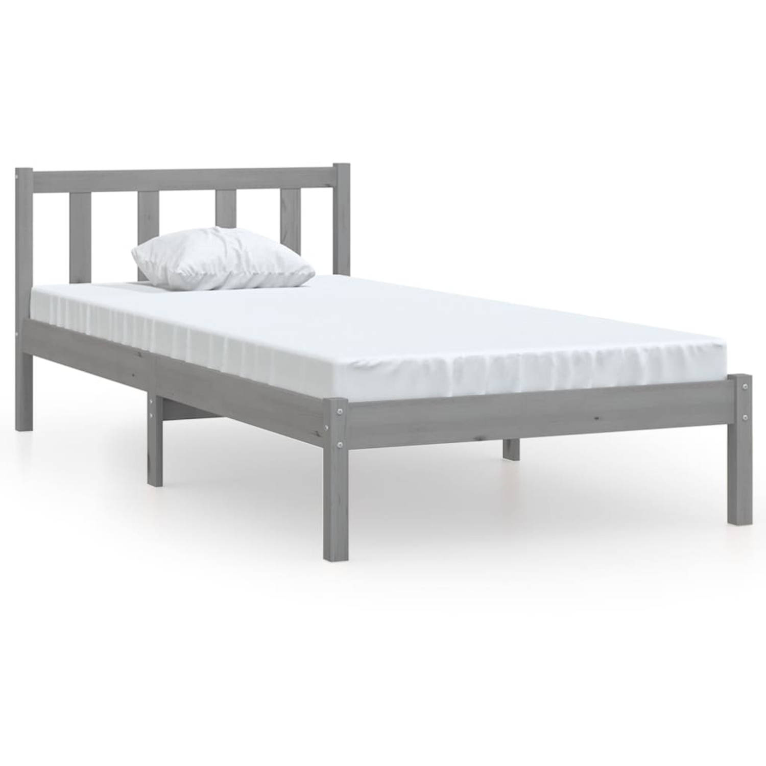 The Living Store Bedframe massief grenenhout grijs 100x200 cm - Bedframe - Bedframe - Bed Frame - Bed Frames - Bed - Bedden - 1-persoonsbed - 1-persoonsbedden - Eenpersoons Bed