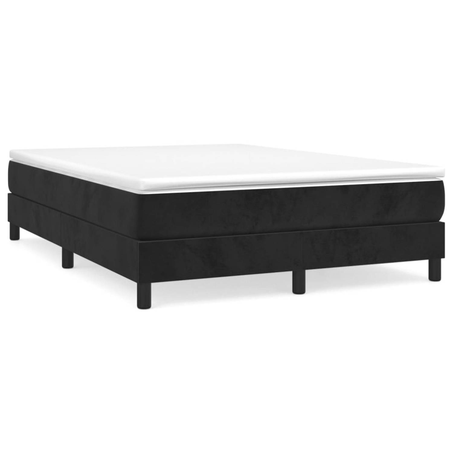 The Living Store Boxspringframe fluweel zwart 140x190 cm - Bed