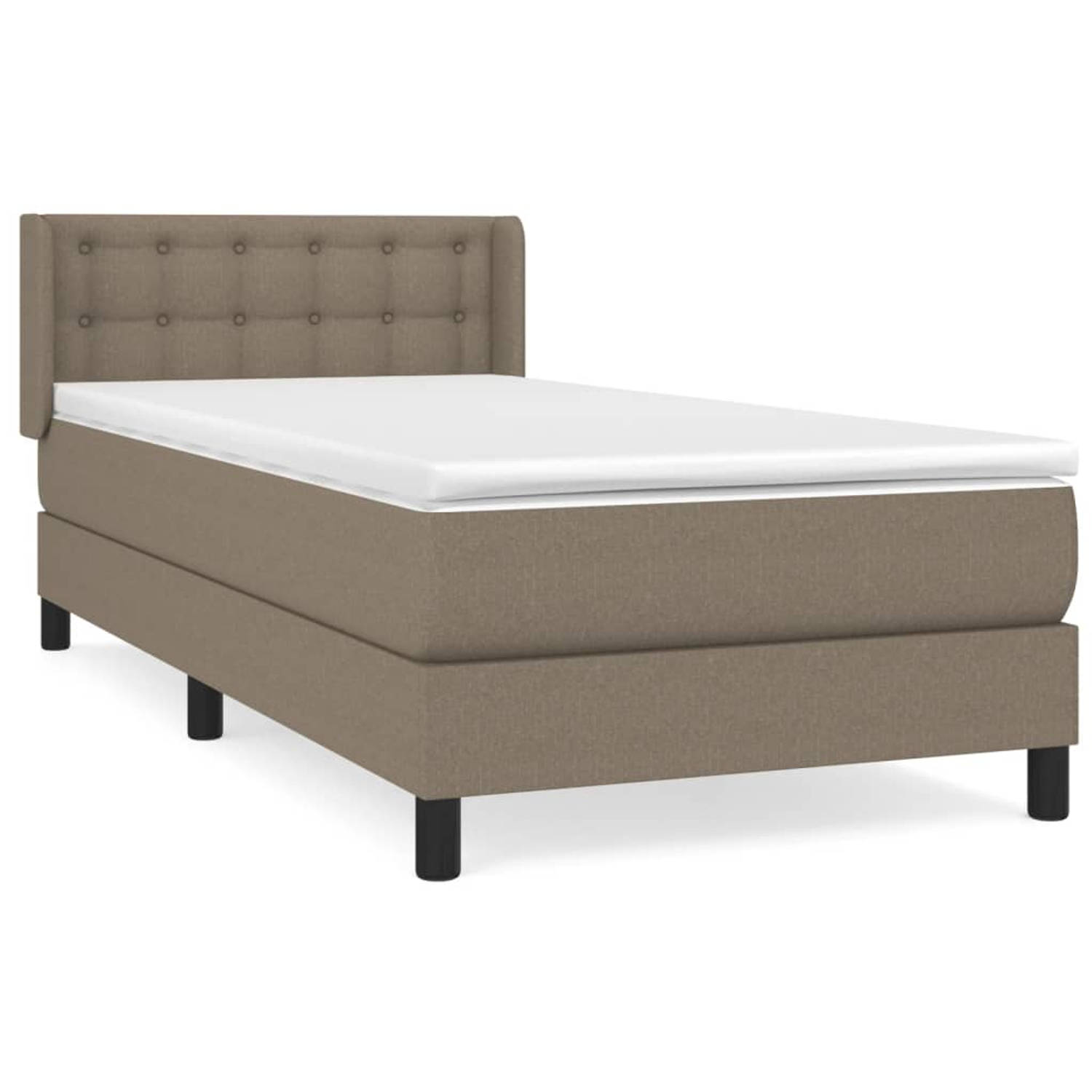 The Living Store Boxspringbed - taupe - 193 x 93 x 78/88 cm - Pocketvering matras - middelharde ondersteuning -