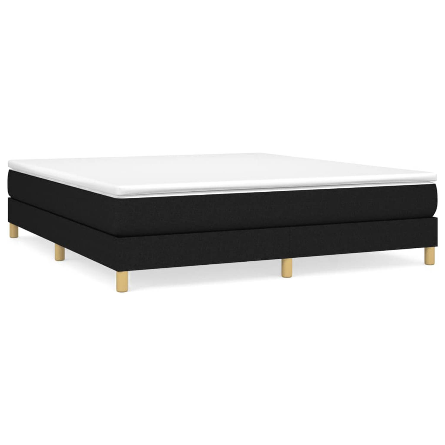 The Living Store Boxspringframe stof zwart 180x200 cm - Boxspringframe - Boxspringframes - Bed - Ledikant - Slaapmeubel - Bedframe - Bedbodem - Tweepersoonsbed - Boxspring - Bedden