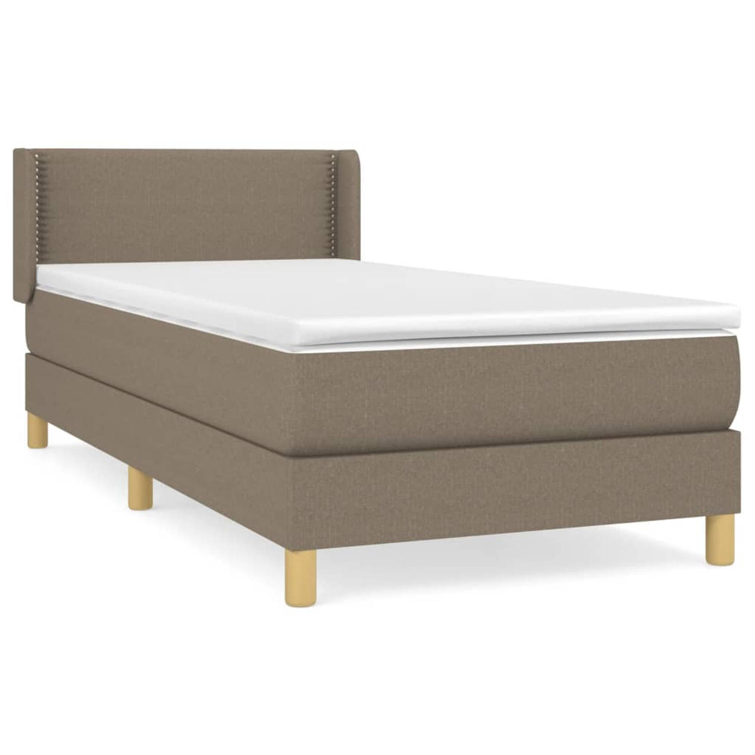 The Living Store Boxspringbed - Pocketvering - Middelharde ondersteuning - 100x200 cm - Taupe