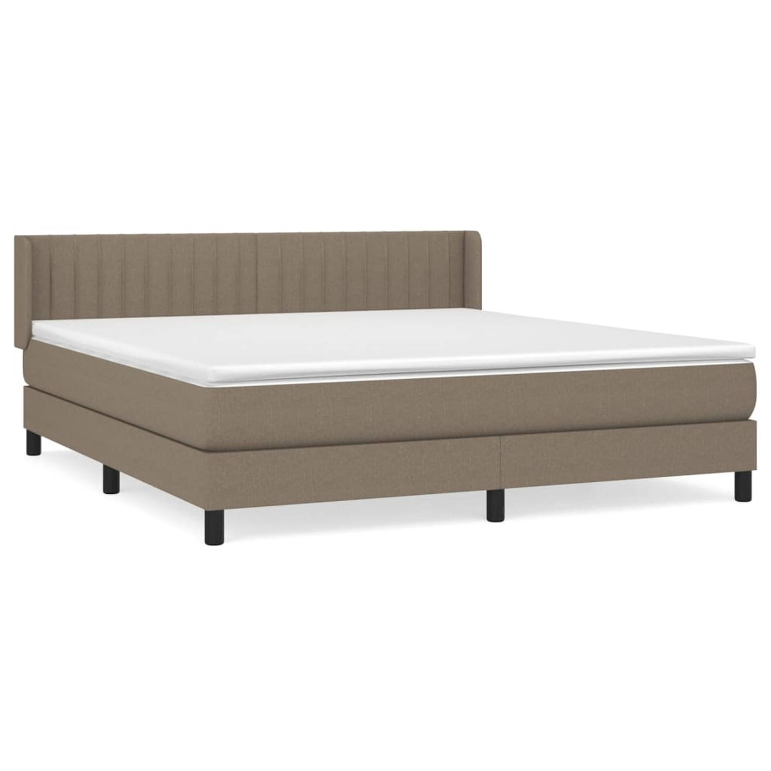 The Living Store Boxspring met matras stof taupe 180x200 cm - Bed