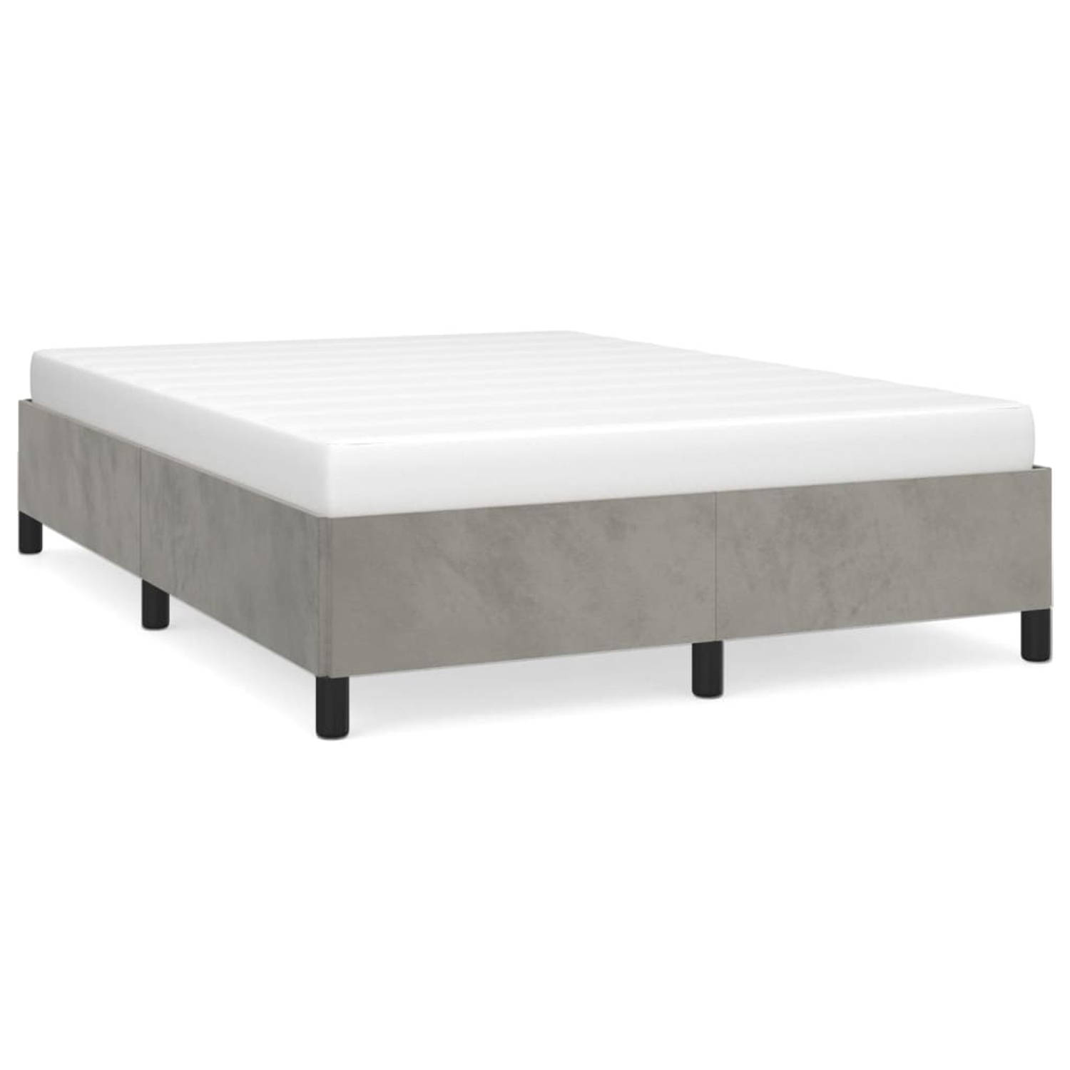 The Living Store Bedframe fluweel lichtgrijs 140x190 cm - Bed