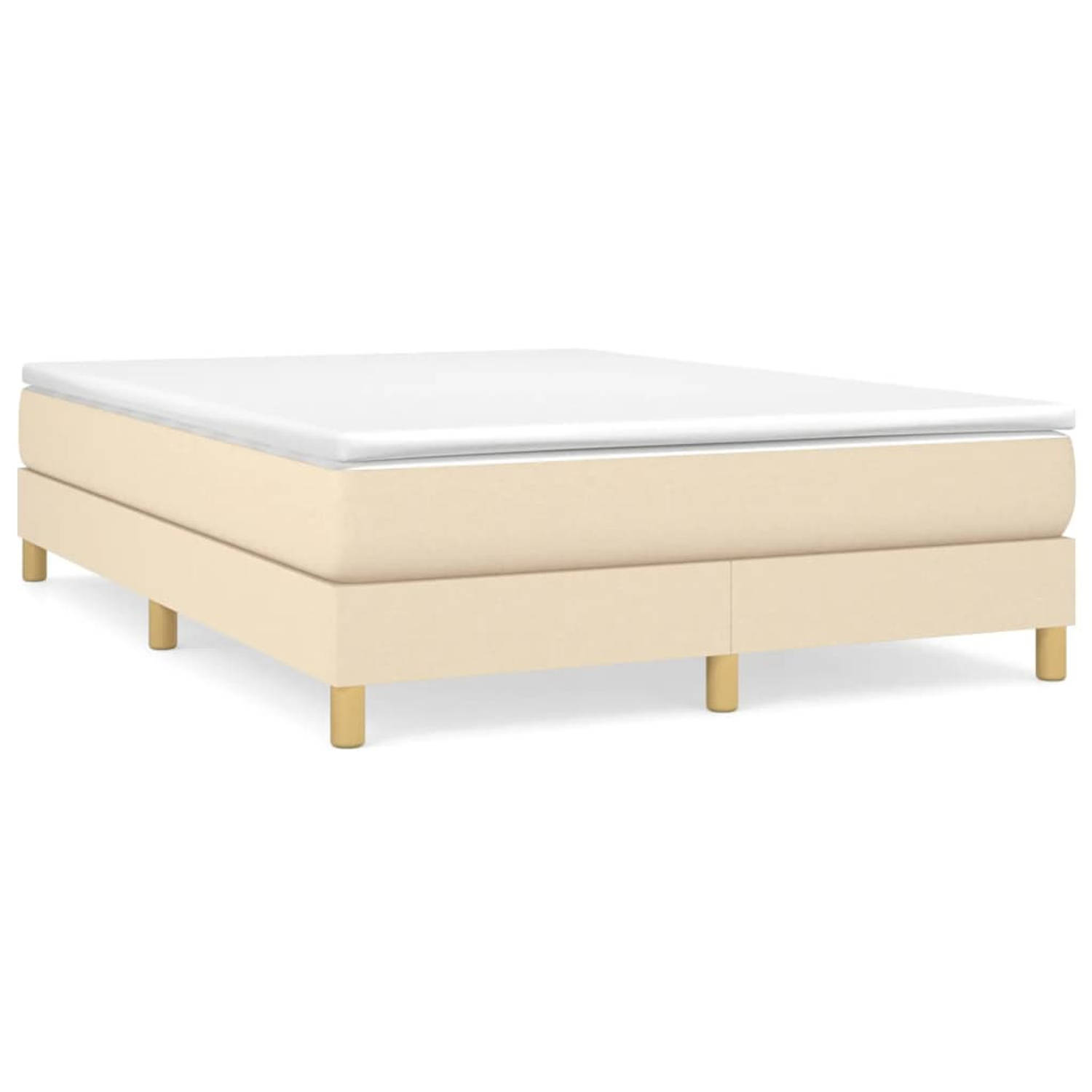 The Living Store Boxspringframe stof crèmekleurig 140x190 cm - Boxspringframe - Boxspringframes - Bed - Ledikant - Slaapmeubel - Bedframe - Bedbodem - Tweepersoonsbed - Boxspring -