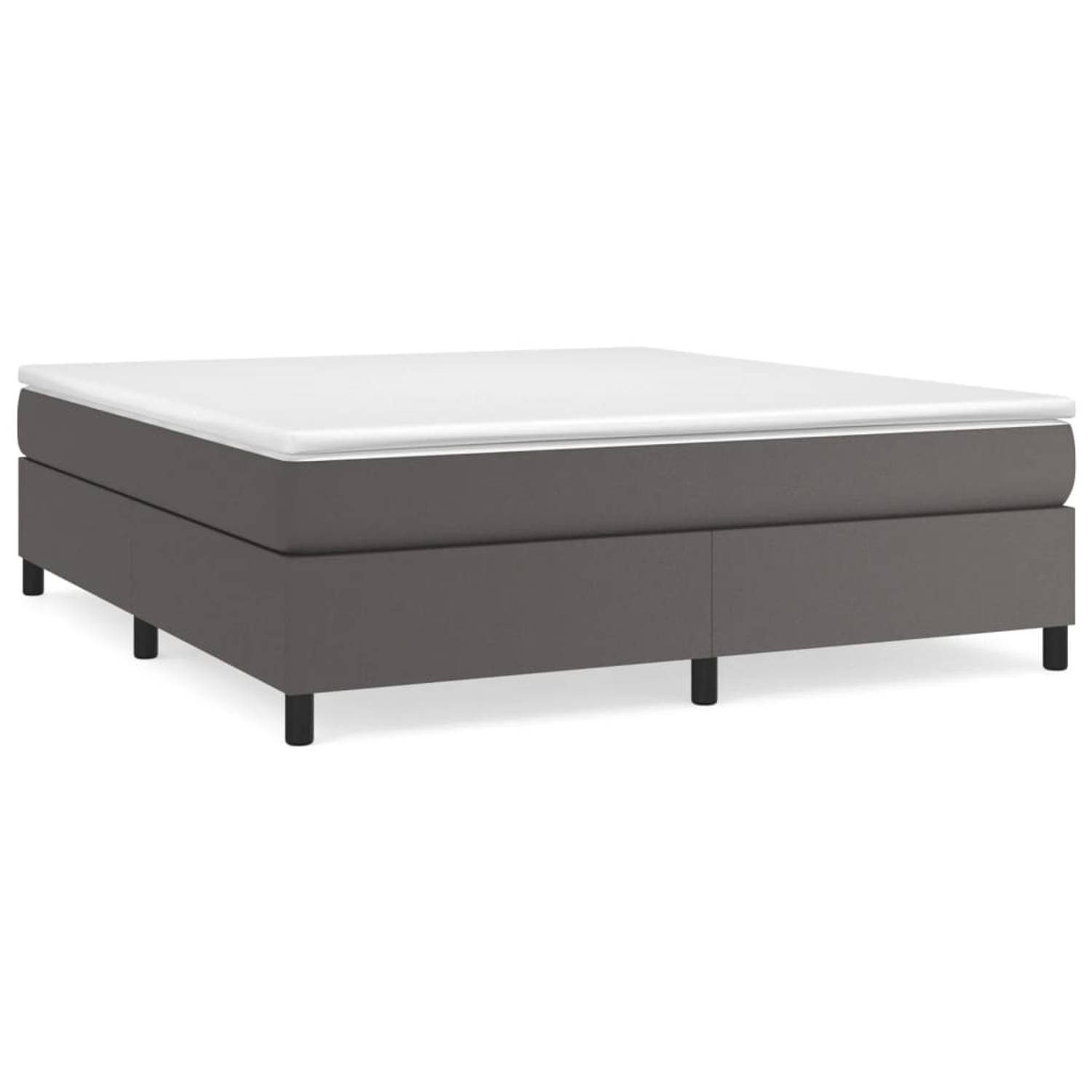 The Living Store Boxspringframe kunstleer grijs 180x200 cm - Boxspringframe - Boxspringframes - Bed - Ledikant - Slaapmeubel - Bedframe - Bedbodem - Tweepersoonsbed - Boxspring - B