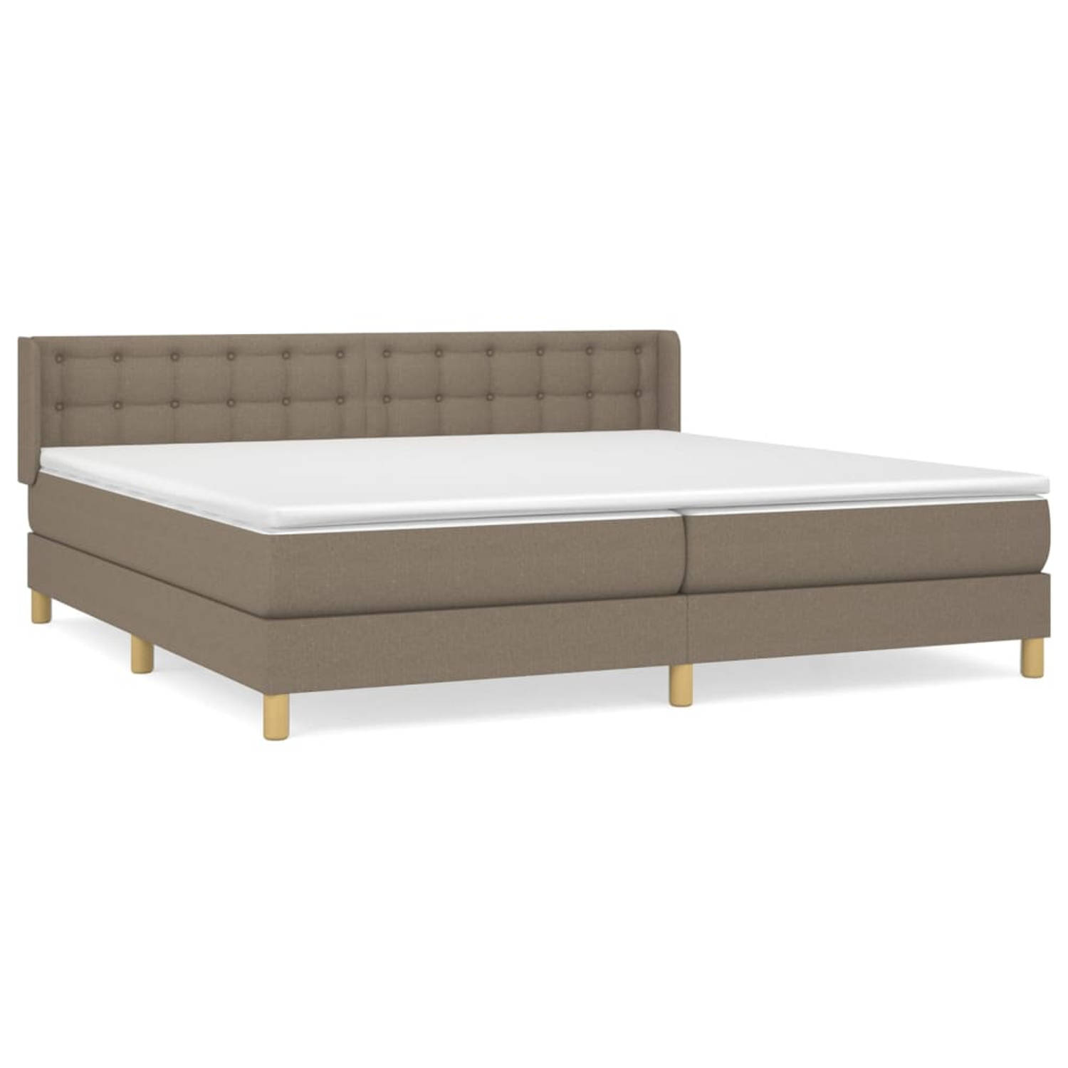 The Living Store Boxspringbed - Pocketvering - Middelhard - 203 x 203 cm - Taupe