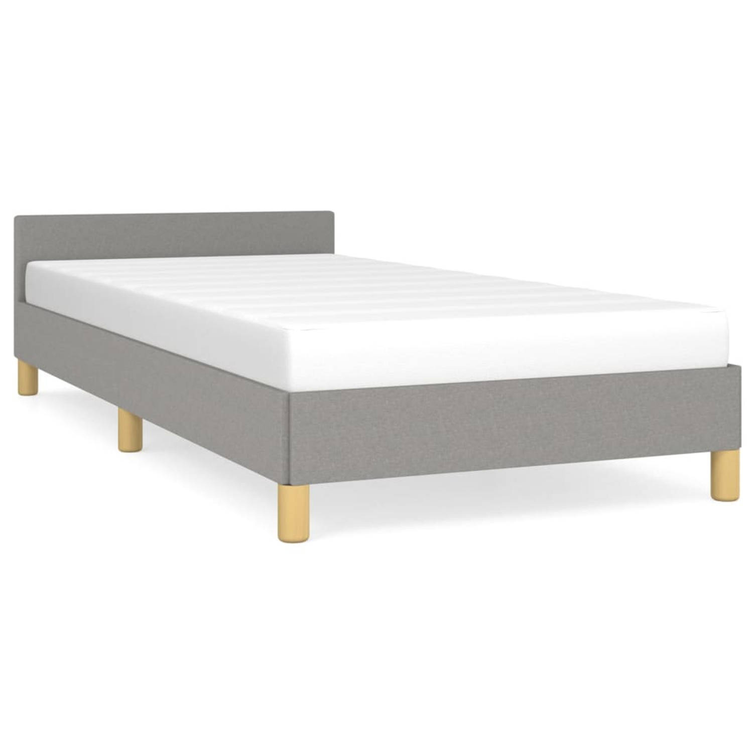 The Living Store Bedframe met hoofdbord stof lichtgrijs 80x200 cm - Bedframe Met Hoofdeinde - Bedframes Met Hoofdeindes - Bed - Slaapmeubel - Ledikant - Bedbodem - Tweepersoonsbed