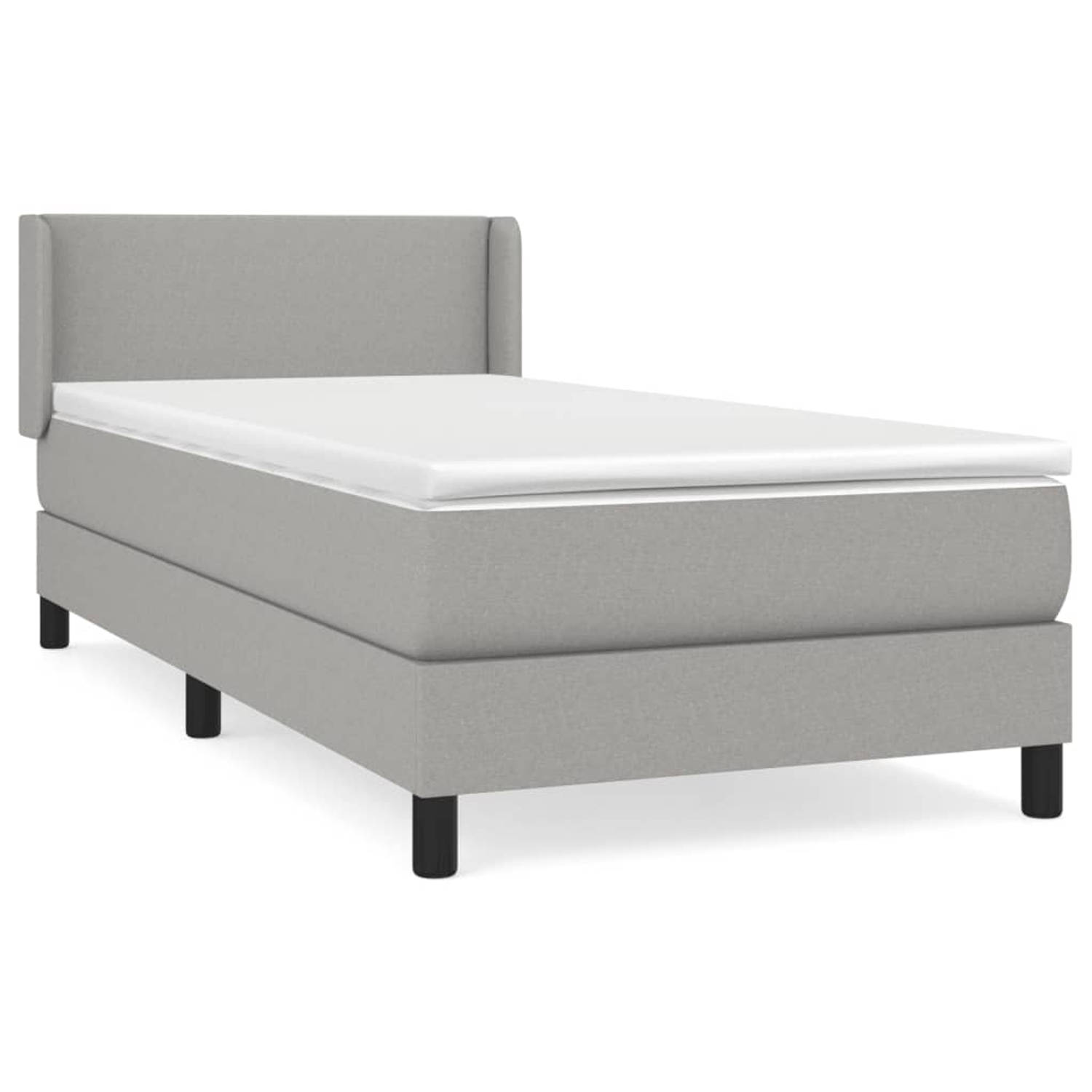 The Living Store Boxspringbed - Middelharde Ondersteuning - 193 x 93 x 78/88 cm - Lichtgrijs - Inclusief Matras en Topmatras