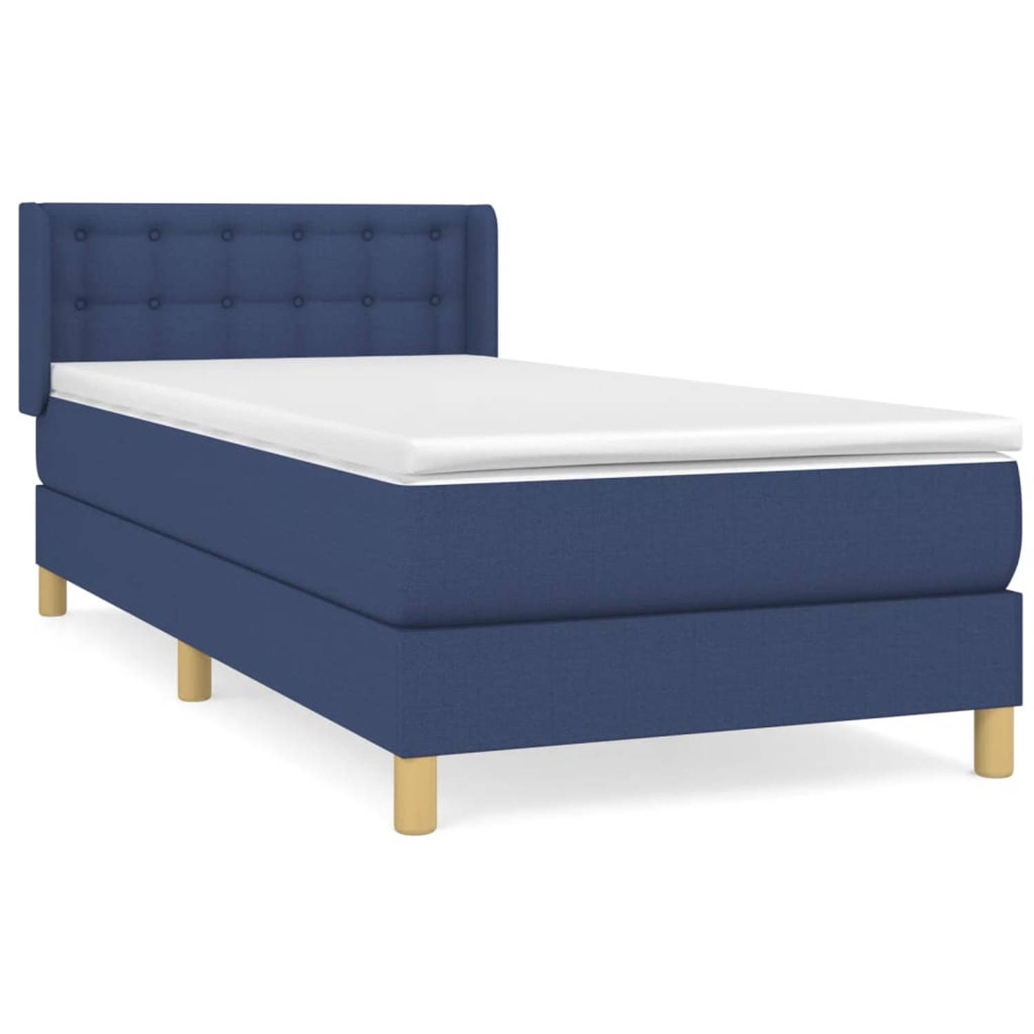 The Living Store Boxspring met matras stof blauw 90x200 cm - Boxspring - Boxsprings - Bed - Slaapmeubel - Boxspringbed - Boxspring Bed - Tweepersoonsbed - Bed Met Matras - Bedframe