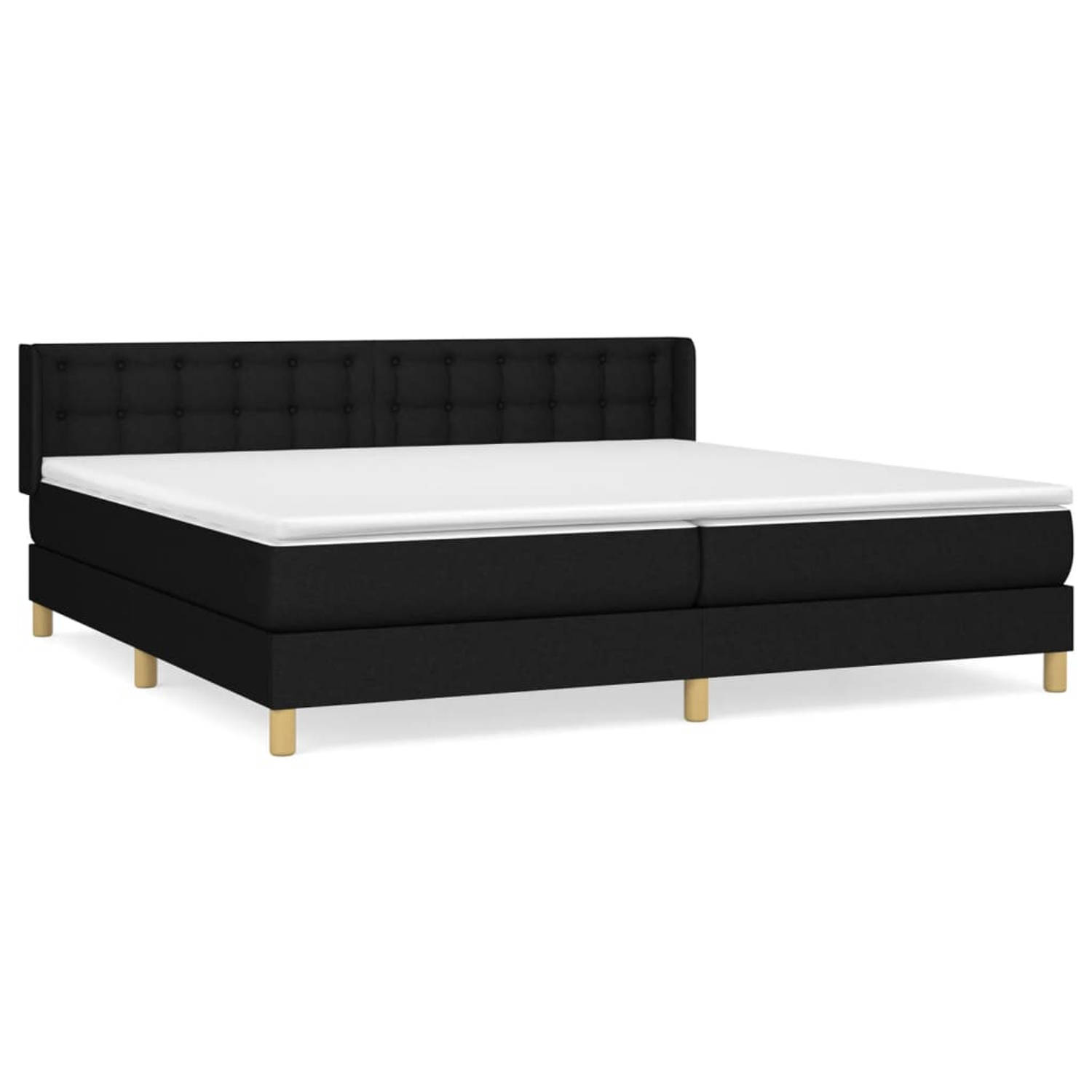 The Living Store Boxspring met matras stof zwart 180x200 cm - Bed