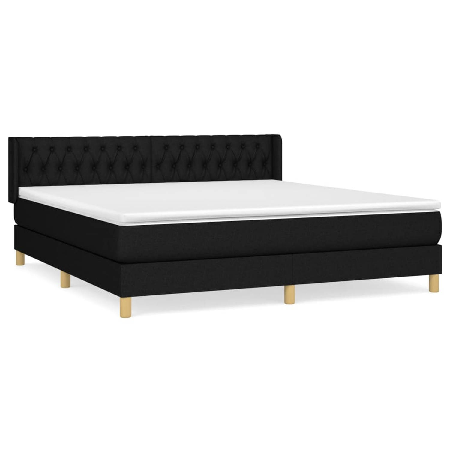 The Living Store Boxspring met matras stof zwart 180x200 cm - Boxspring - Boxsprings - Bed - Slaapmeubel - Boxspringbed - Boxspring Bed - Tweepersoonsbed - Bed Met Matras - Bedfram