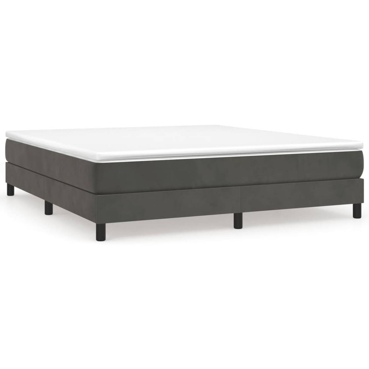 The Living Store Boxspring Frame - Donkergrijs - 203 x 160 x 25 cm - Stof (100% polyester) - Multiplex