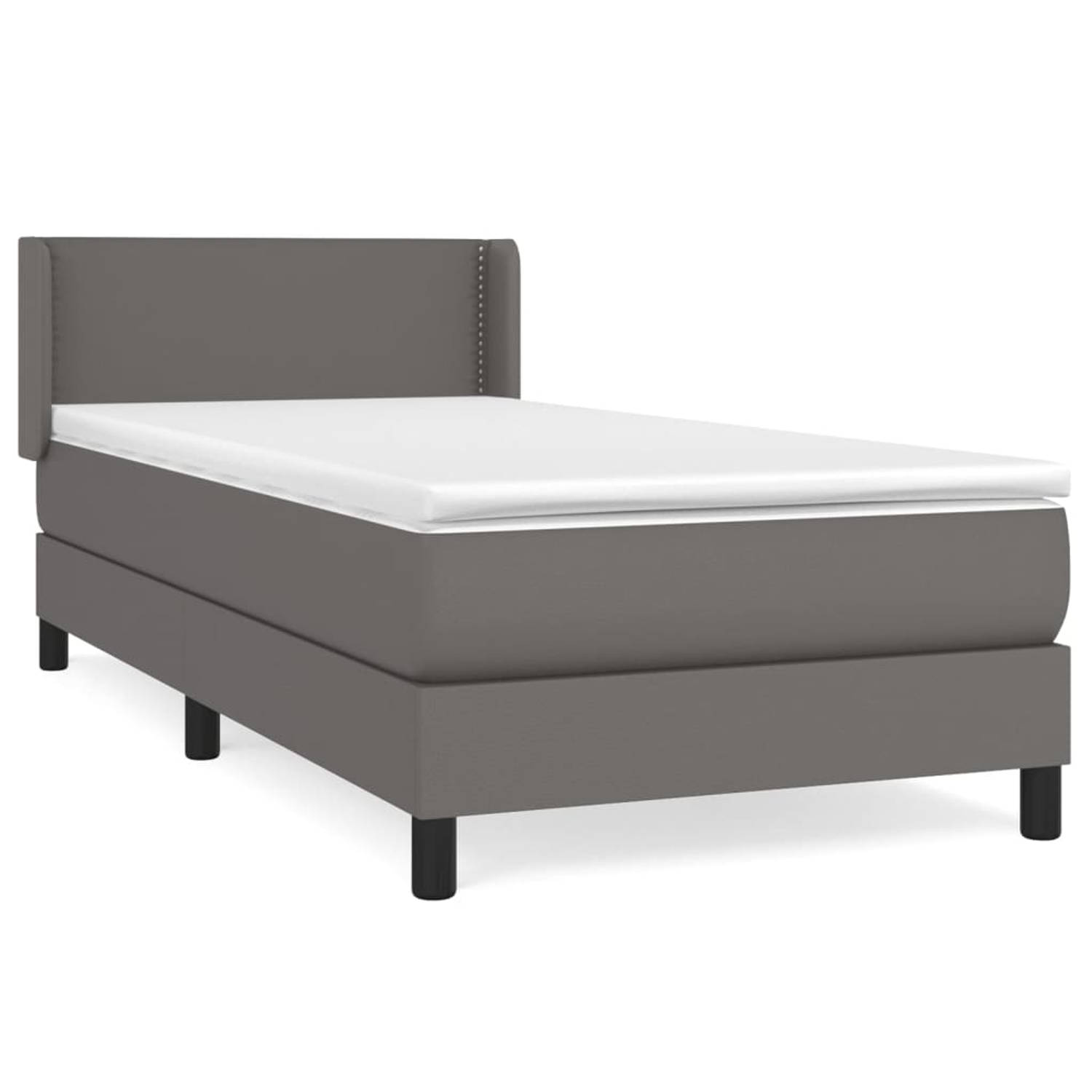 The Living Store Boxspring met matras kunstleer grijs 90x190 cm - Boxspring - Boxsprings - Bed - Slaapmeubel - Boxspringbed - Boxspring Bed - Tweepersoonsbed - Bed Met Matras - Bed