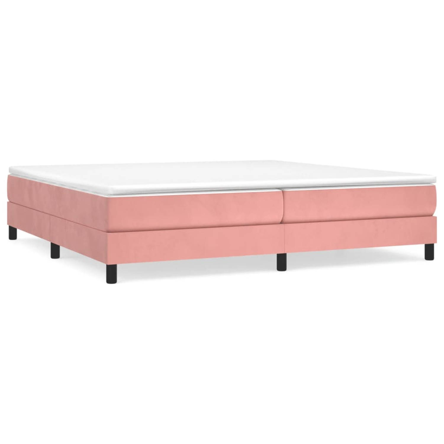 The Living Store Boxspringframe fluweel roze 200x200 cm - Bed