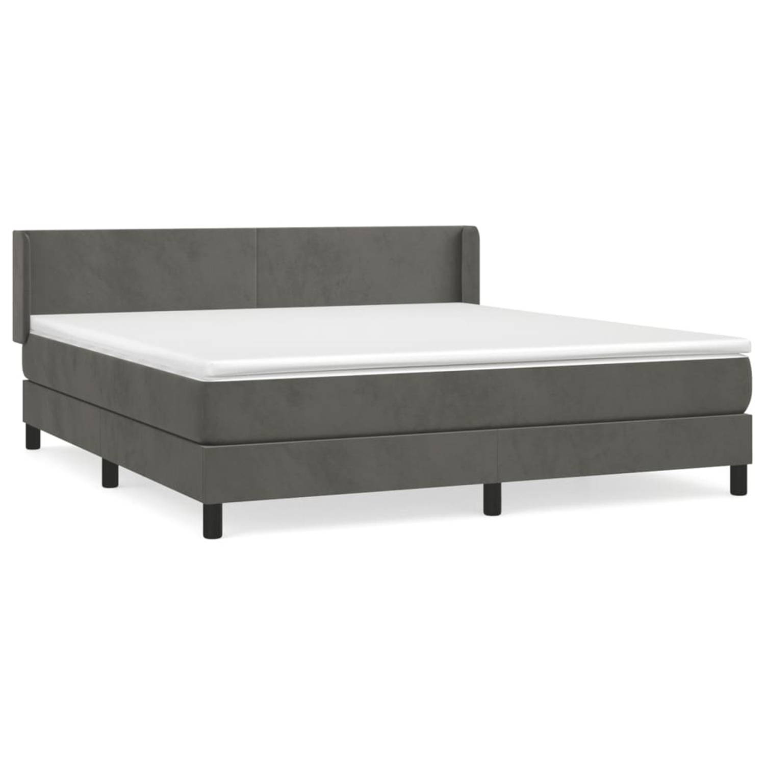 The Living Store Boxspring met matras fluweel donkergrijs 180x200 cm - Bed