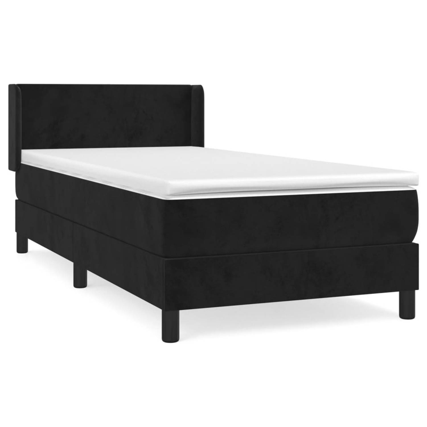 The Living Store Boxspring met matras fluweel zwart 80x200 cm - Bed