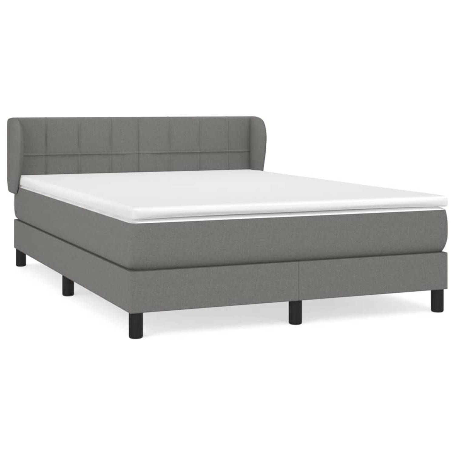 The Living Store Boxspring met matras stof donkergrijs 140x190 cm - Bed