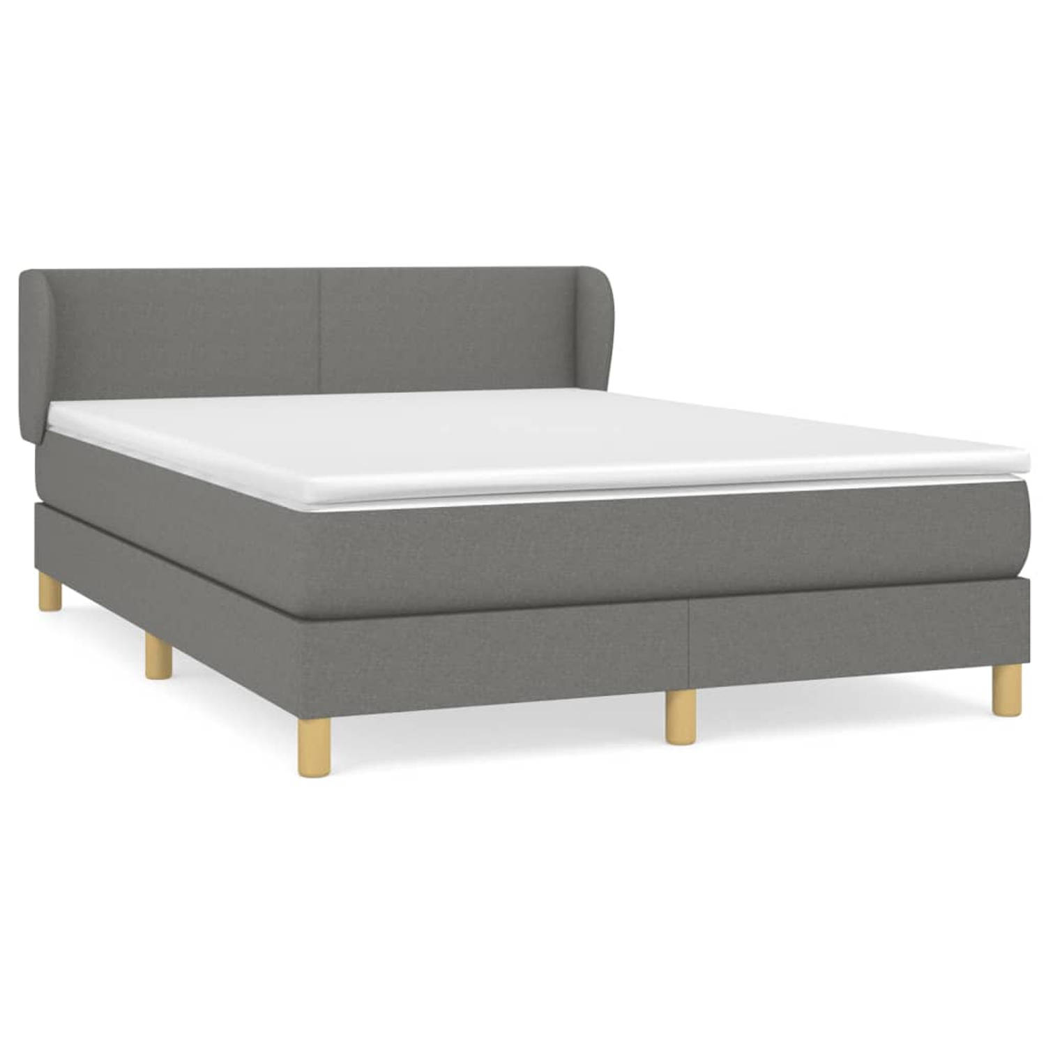 The Living Store Boxspringbed - Donkergrijs - 193 x 147 x 78/88 cm - Pocketvering matras - Middelharde ondersteuning - Huidvriendelijk topmatras