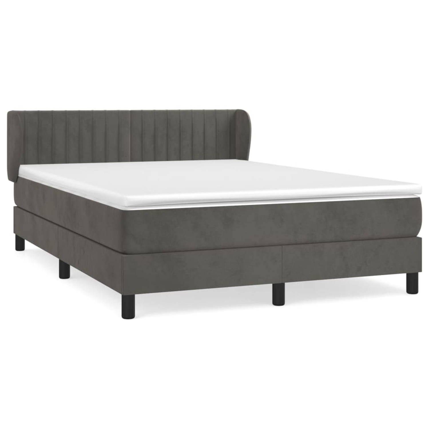 The Living Store Boxspringbed Donkergrijs Fluweel 193x147x78/88cm - Pocketvering - Middelharde ondersteuning