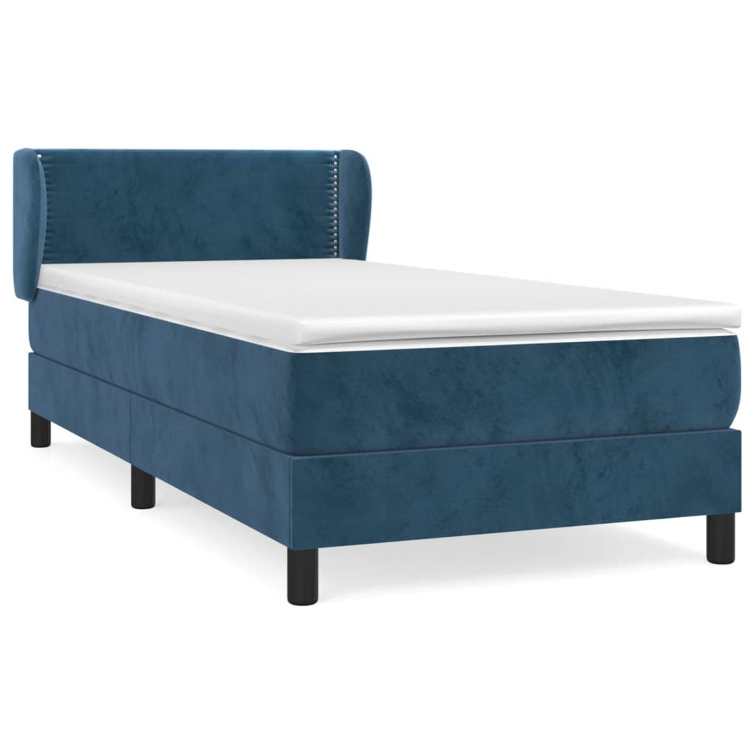 The Living Store Boxspring met matras fluweel donkerblauw 80x200 cm - Bed