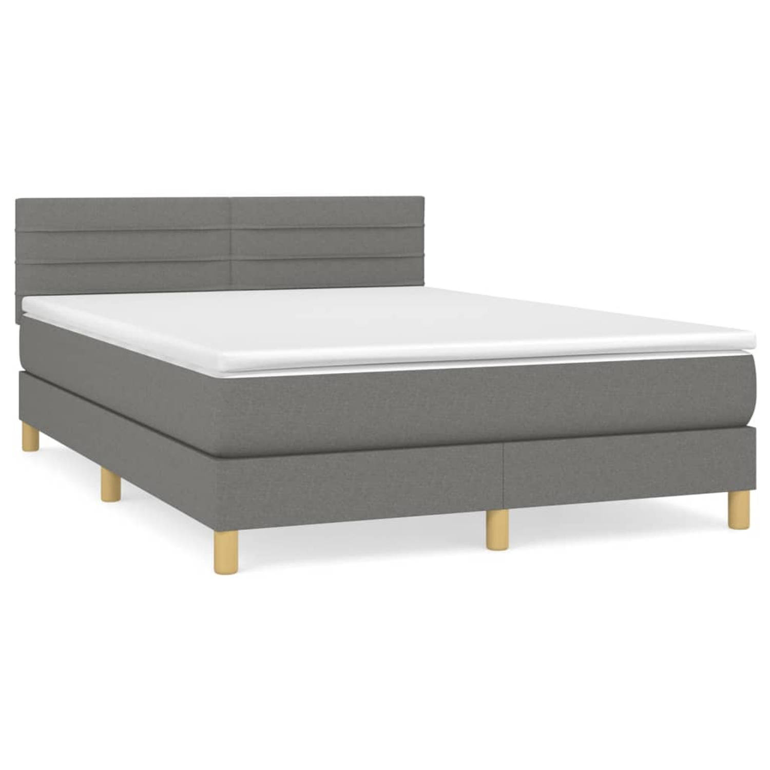 The Living Store Boxspringbed - - Bed - 193 x 144 x 78/88 cm - Donkergrijs - Stof - Duurzaam