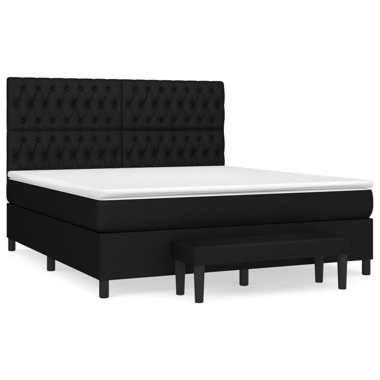 The Living Store Boxspringbed - Comfort - Bed - 203x180x118/128 cm - Zwart