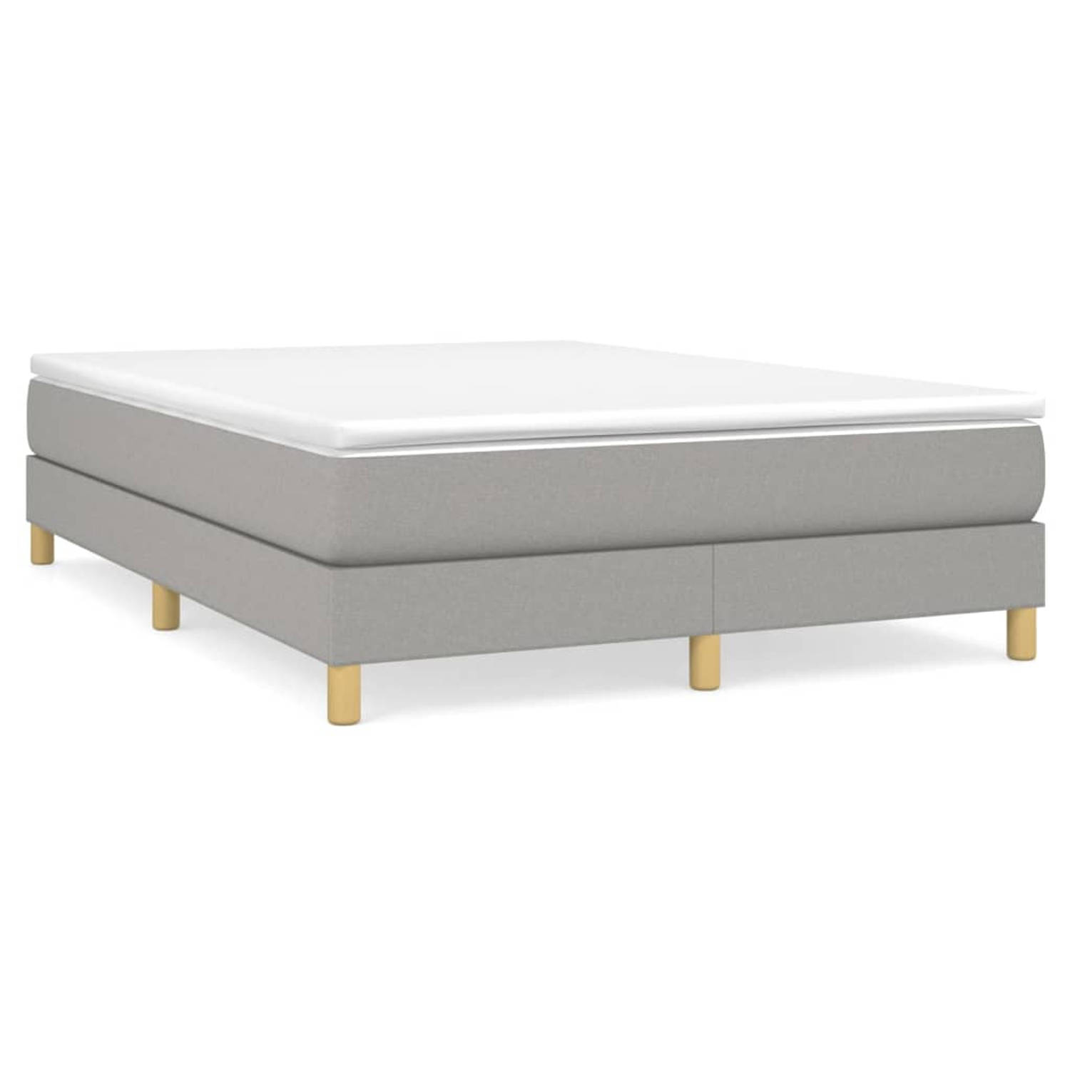 The Living Store Boxspring met matras stof lichtgrijs 140x190 cm - Boxspring - Boxsprings - Bed - Slaapmeubel - Boxspringbed - Boxspring Bed - Tweepersoonsbed - Bed Met Matras - Be