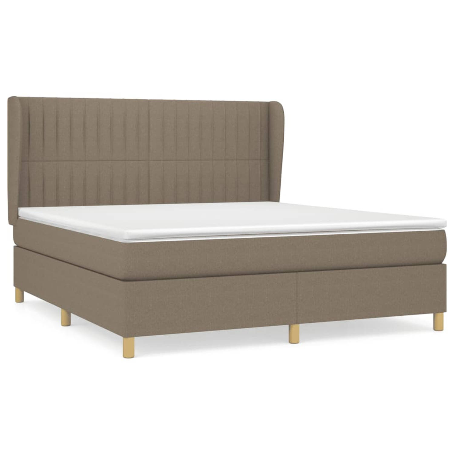 The Living Store Boxspring met matras stof taupe 180x200 cm - Bed