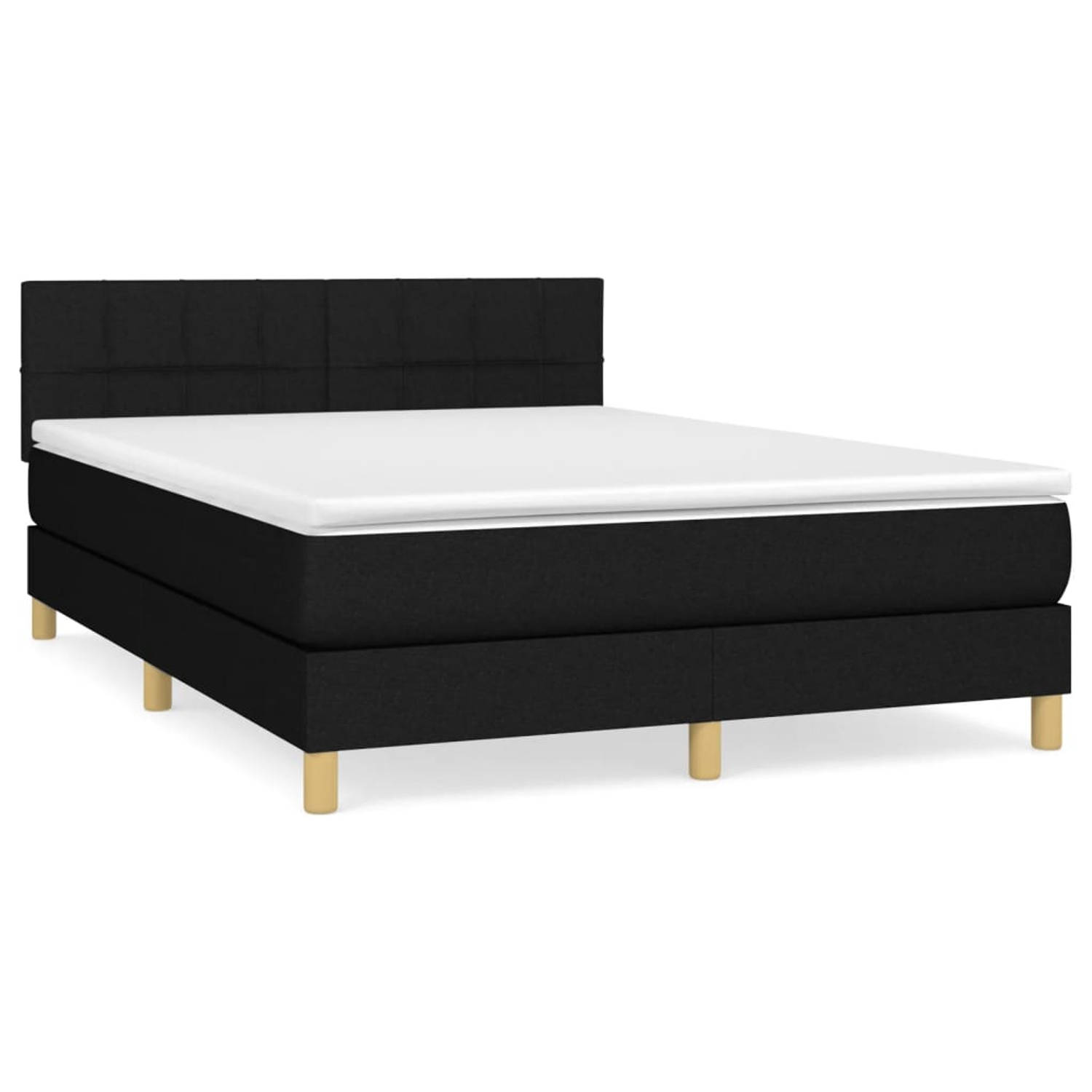 The Living Store Boxspring met matras stof zwart 140x190 cm - Boxspring - Boxsprings - Bed - Slaapmeubel - Boxspringbed - Boxspring Bed - Tweepersoonsbed - Bed Met Matras - Bedfram