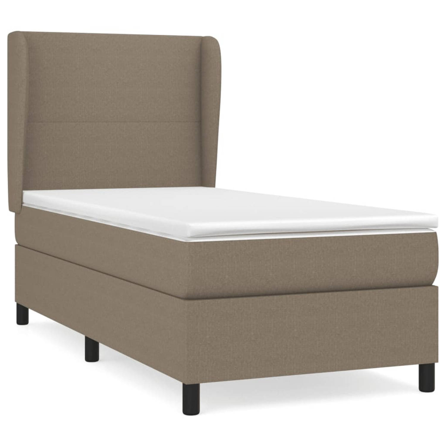 The Living Store Boxspringbed - Pocketvering - Middelharde ondersteuning - 100x200x20cm - Wit/Taupe