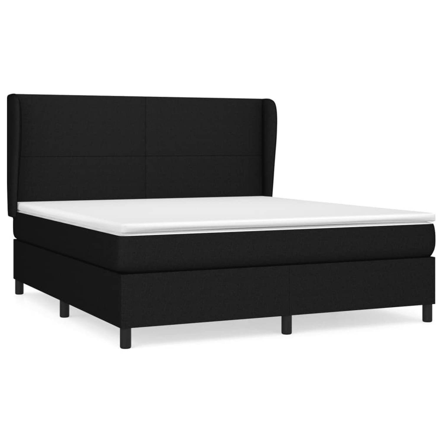 The Living Store Boxspring met matras stof zwart 180x200 cm - Bed