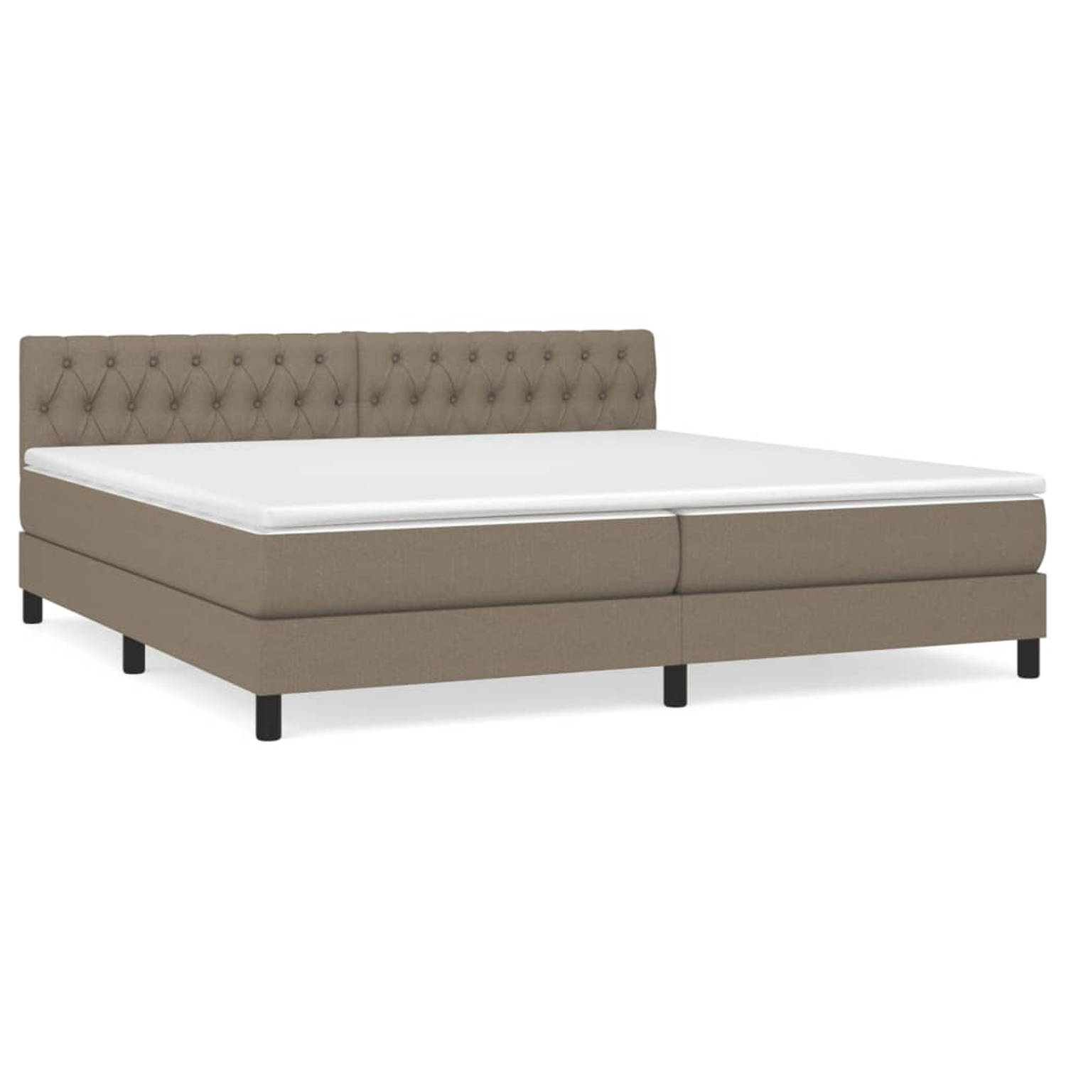 The Living Store Boxspringbed - Pocketvering matras - Middelhard - Huidvriendelijk topmatras - Taupe - 203x200x78/88 cm