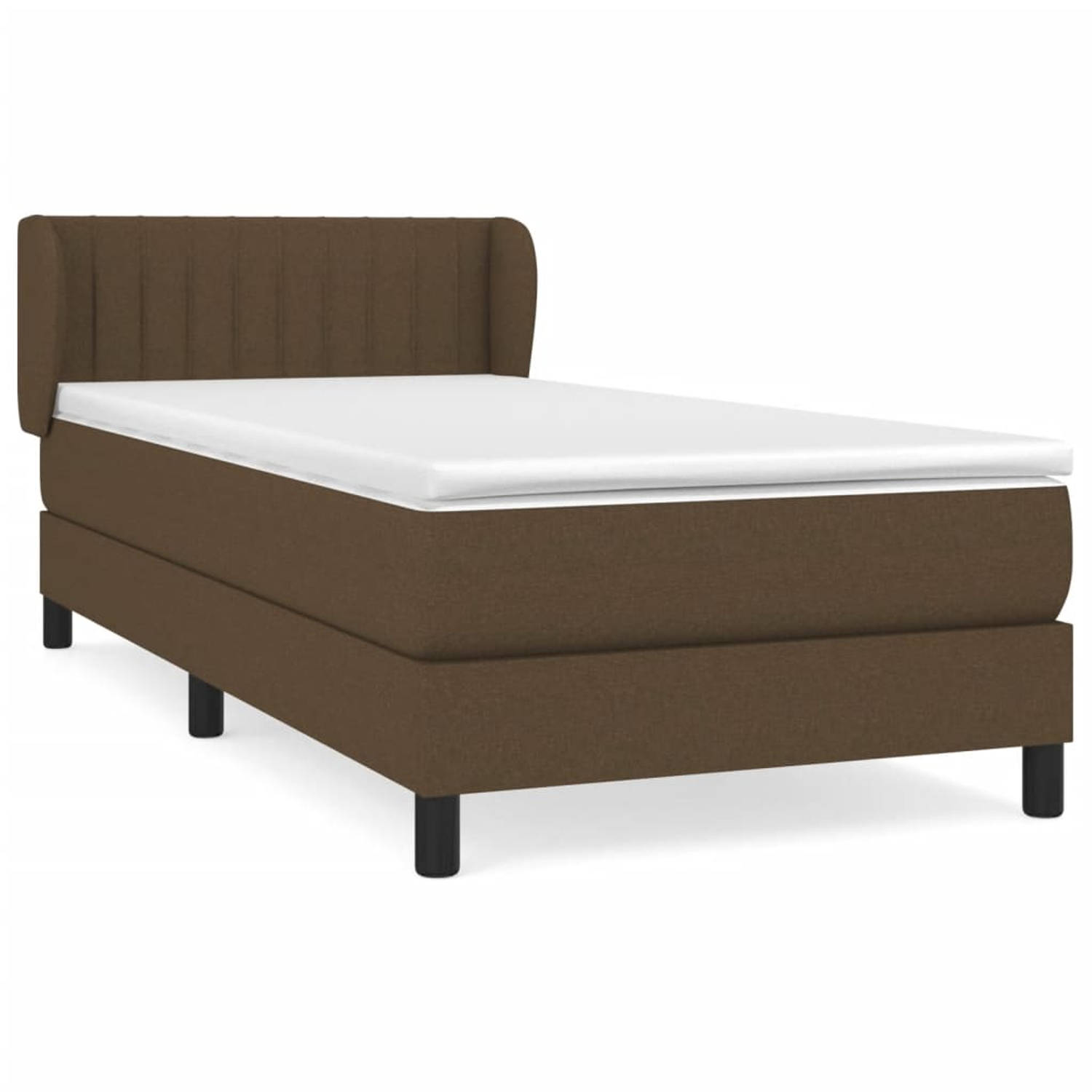 The Living Store Boxspringbed - Duurzaam donkerbruin bedframe met verstelbaar hoofdbord - pocketvering matras en huidvriendelijke topmatras - 193 x 93 x 78/88 cm