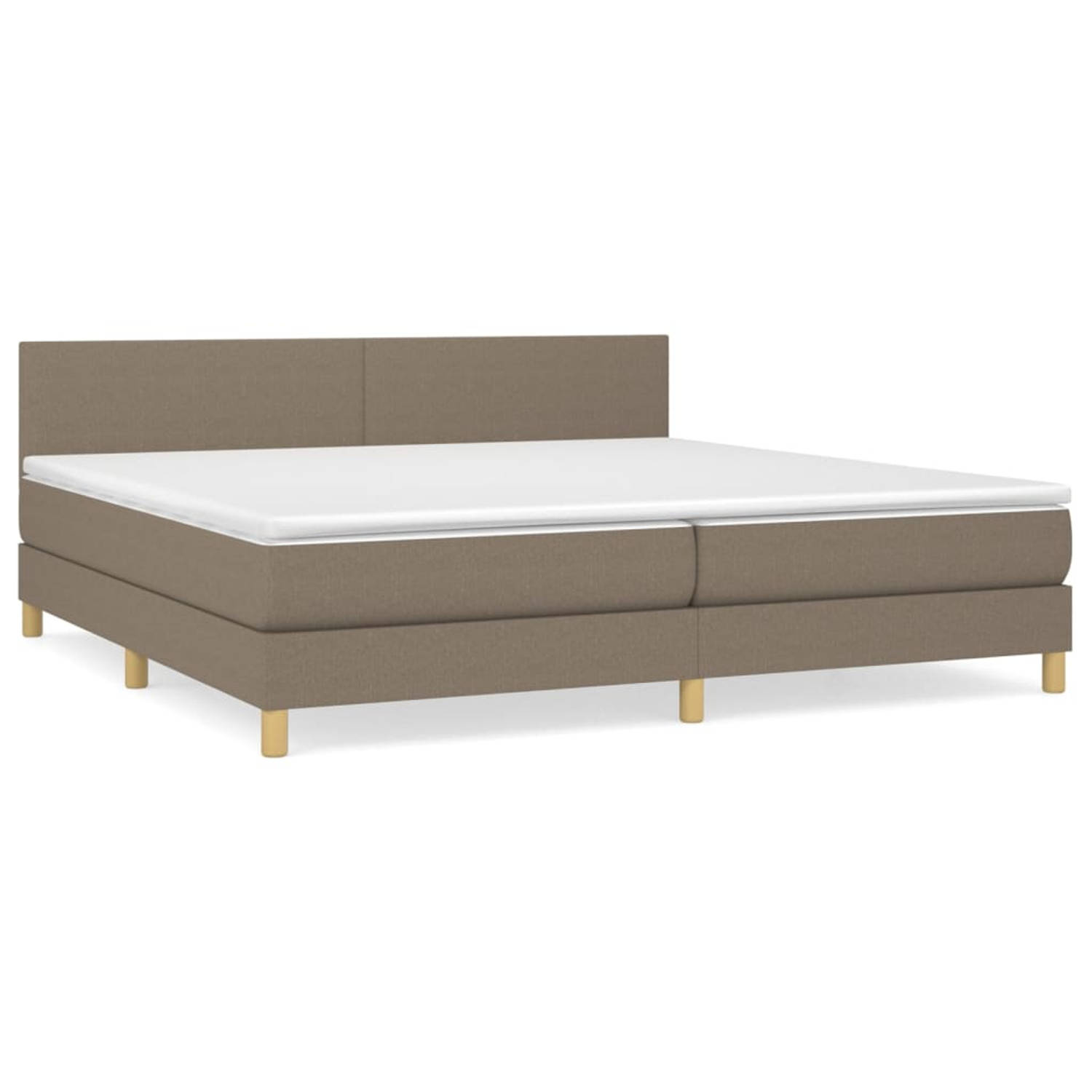 The Living Store Boxspring met matras stof taupe 200x200 cm - Bed