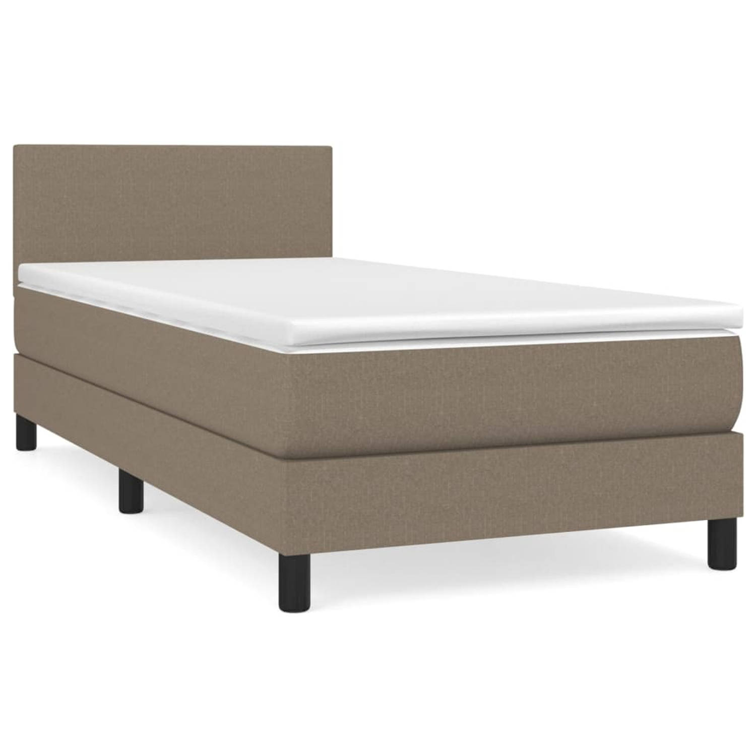 The Living Store Boxspringbed - Bed - 203x80x78/88 cm - Taupe - Inclusief matras en topmatras