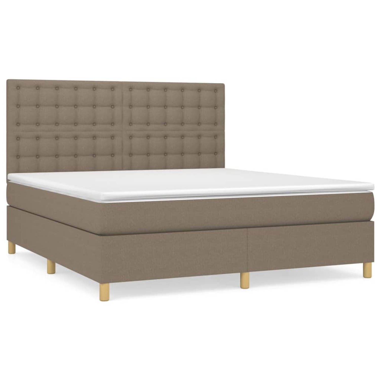 The Living Store - Boxspringbed - 180 x 200 - Taupe - Pocketvering - Middelharde ondersteuning