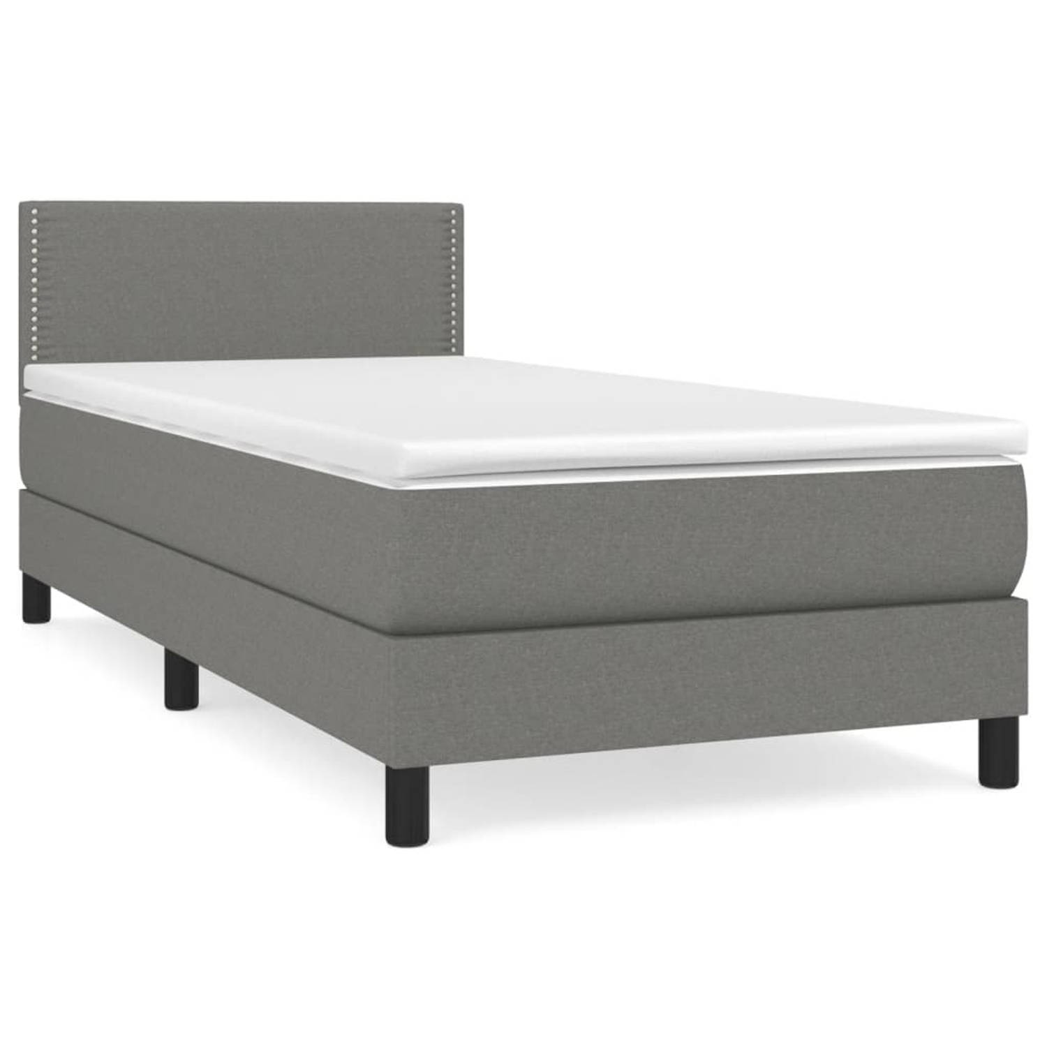 The Living Store Boxspring met matras stof donkergrijs 90x200 cm - Boxspring - Boxsprings - Bed - Slaapmeubel - Boxspringbed - Boxspring Bed - Tweepersoonsbed - Bed Met Matras - Be