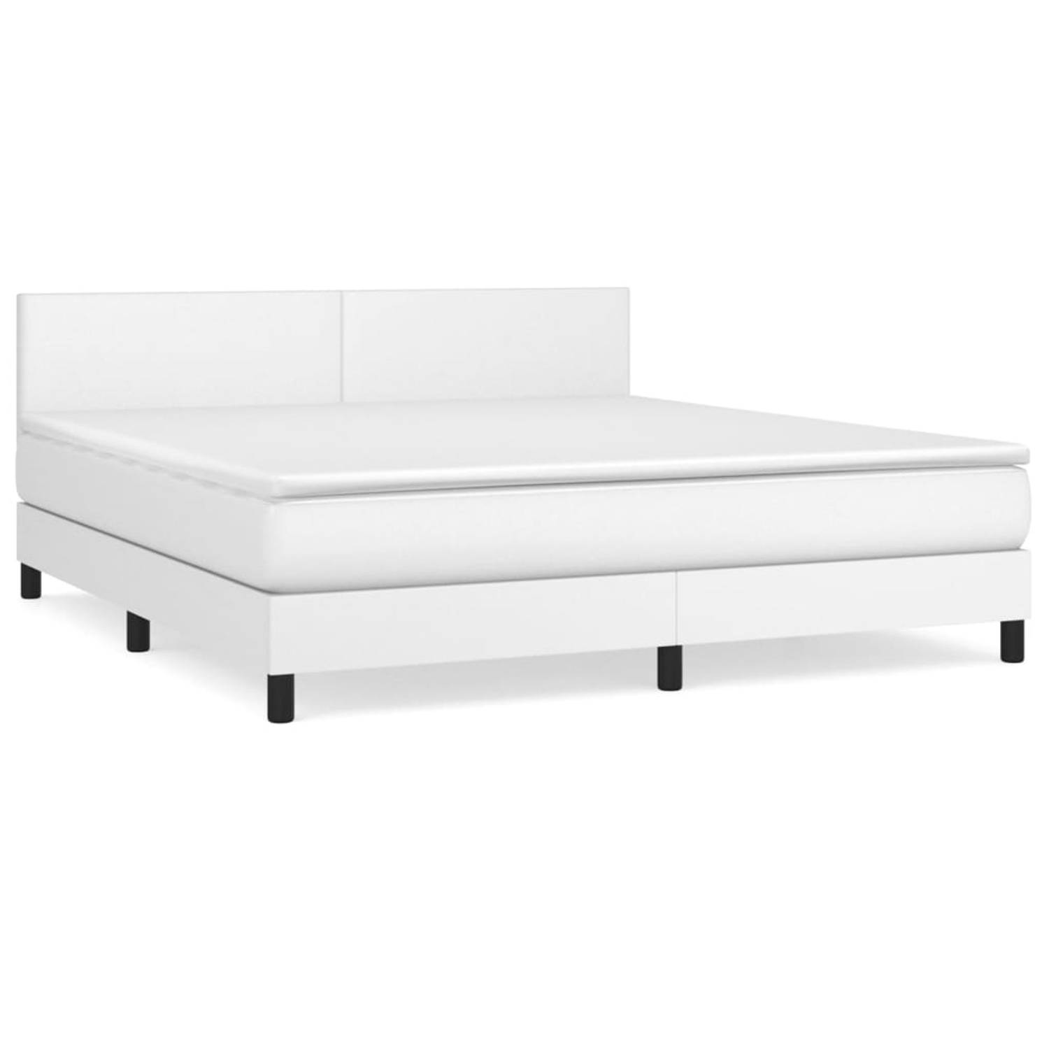 The Living Store Boxspring met matras kunstleer wit 180x200 cm - Boxspring - Boxsprings - Bed - Slaapmeubel - Boxspringbed - Boxspring Bed - Tweepersoonsbed - Bed Met Matras - Bedf