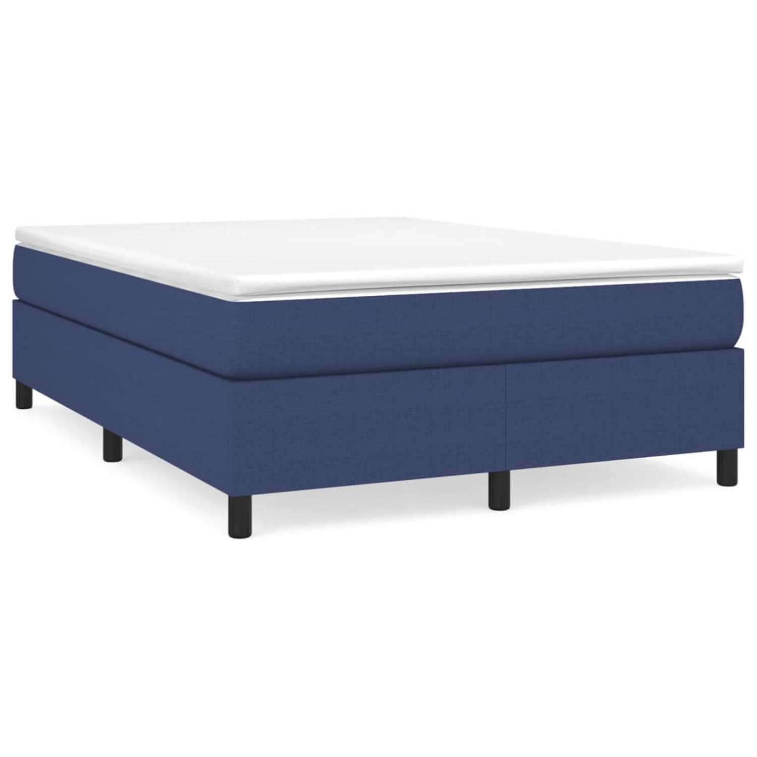 The Living Store Boxspring met matras stof blauw 140x190 cm - Bed