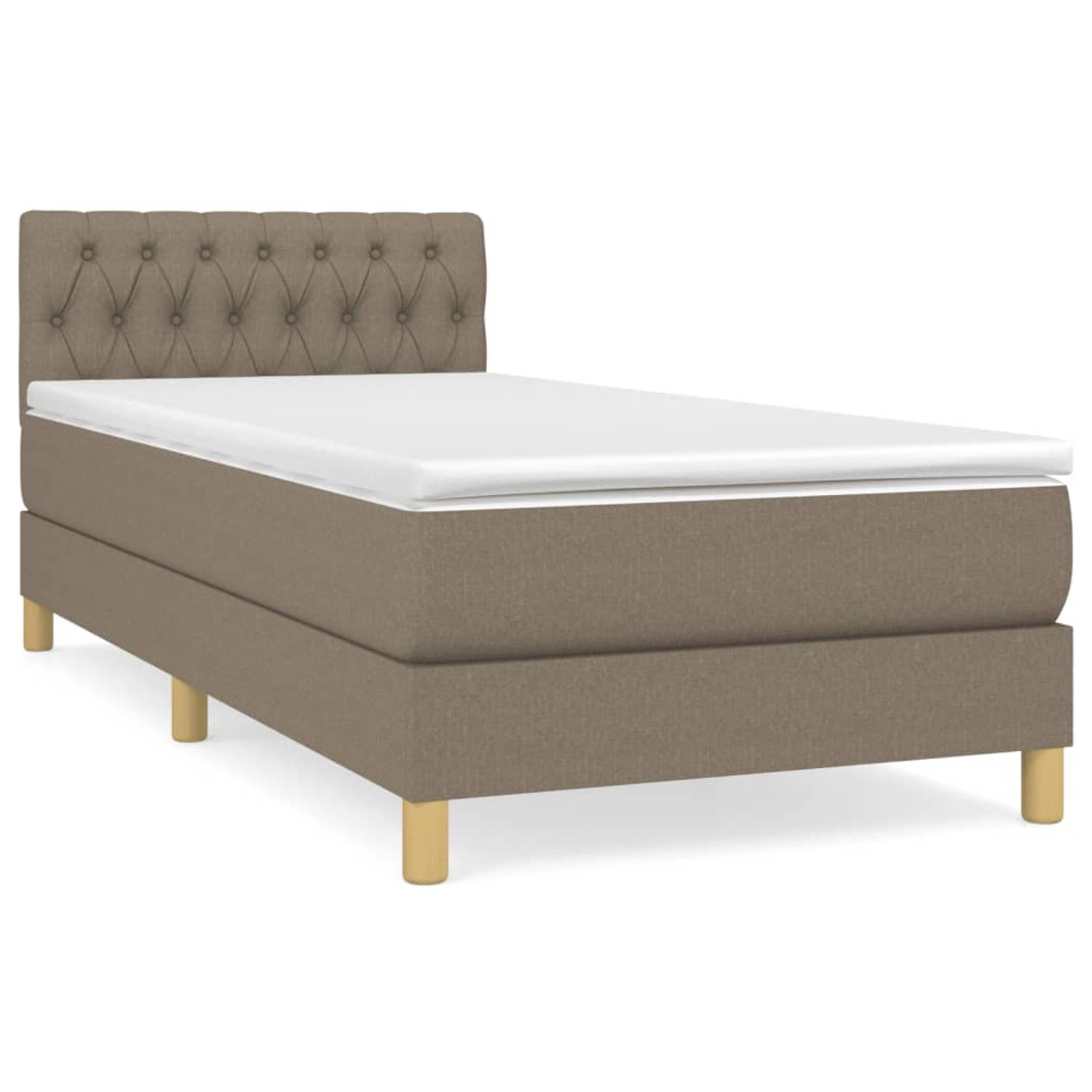 The Living Store Boxspring met matras stof taupe 90x200 cm - Boxspring - Boxsprings - Bed - Slaapmeubel - Boxspringbed - Boxspring Bed - Tweepersoonsbed - Bed Met Matras - Bedframe